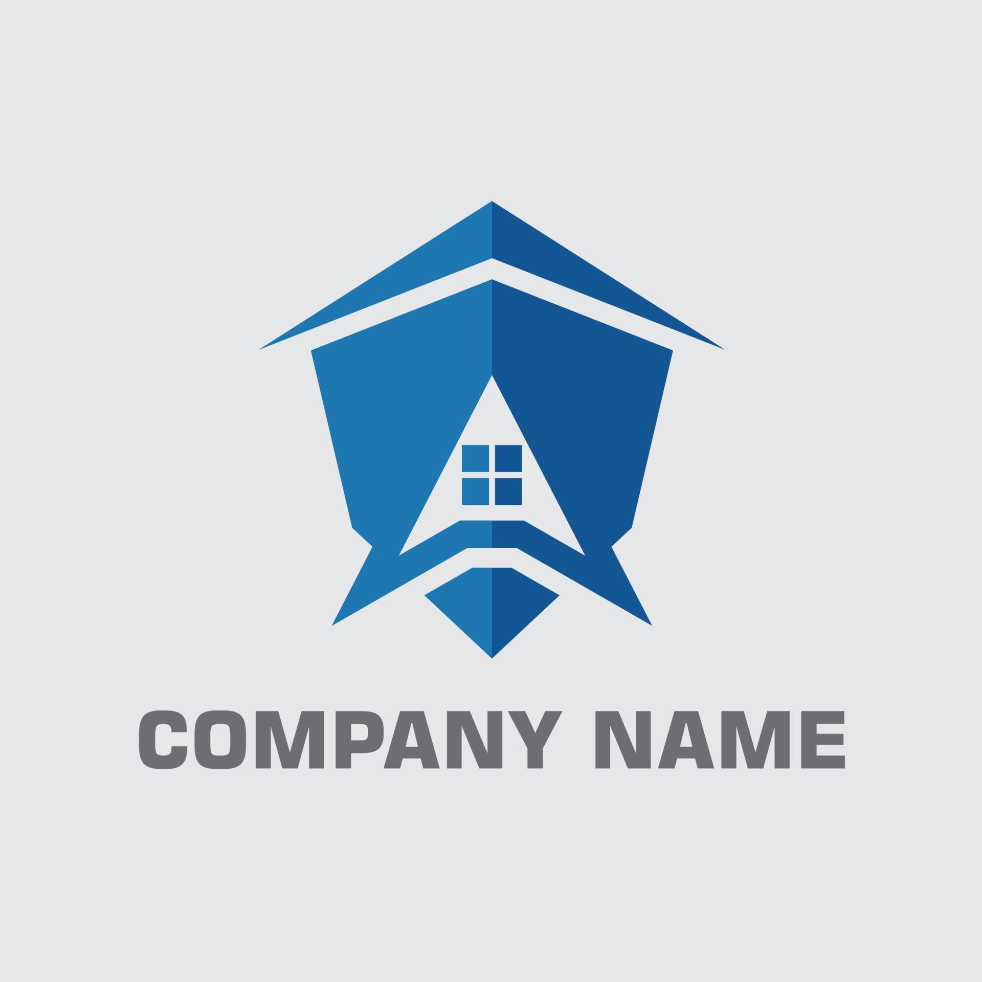 Arrow logo for a real estate company on a white background Stock Free