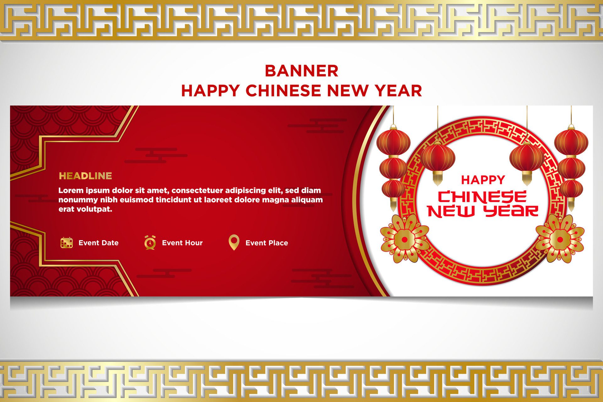 Vector Chinese New Year Festival Celebration Banner Template Free Vector