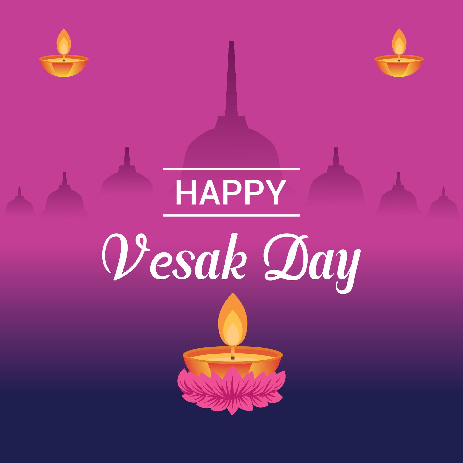 Flat vesak day illustration festival celebration and vesak day Banner Free Vector