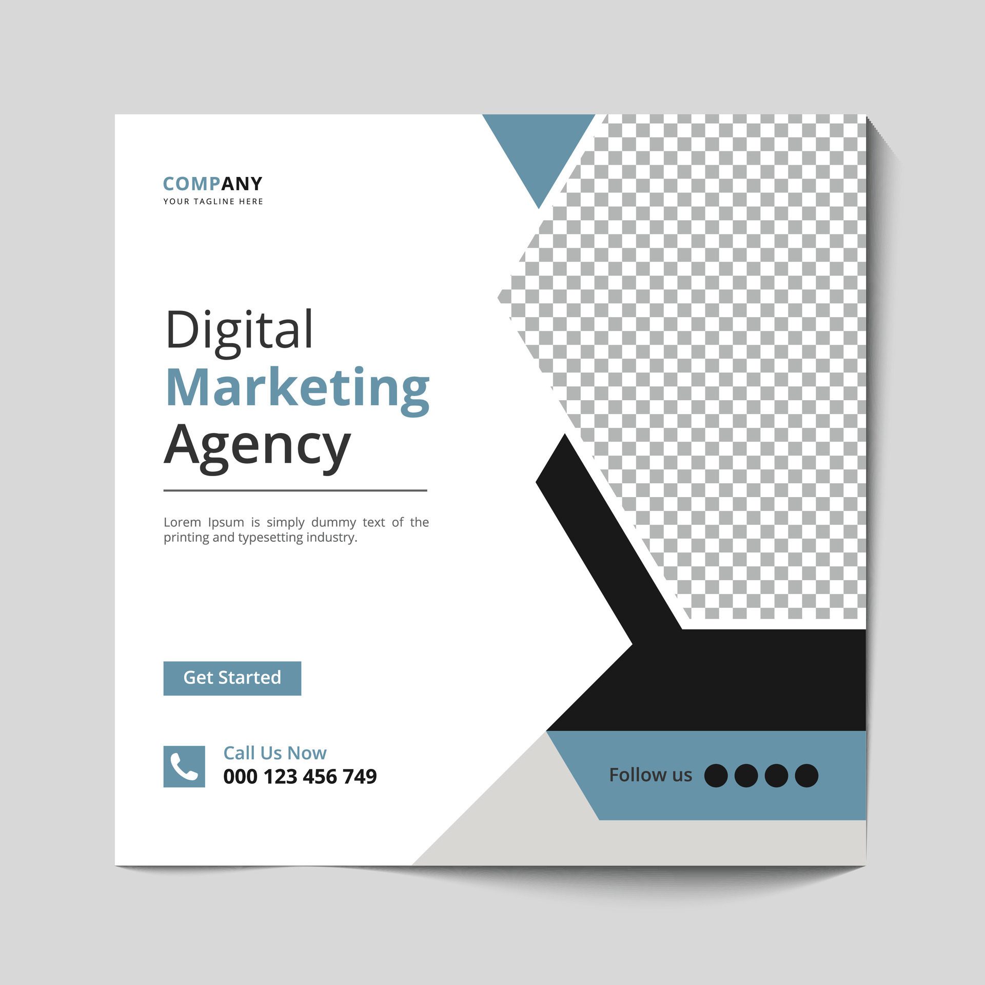 Marketing Agency Social Media Post, Digital Marketing Web Banner, Corporate Square Flyer Template banner Free Vector