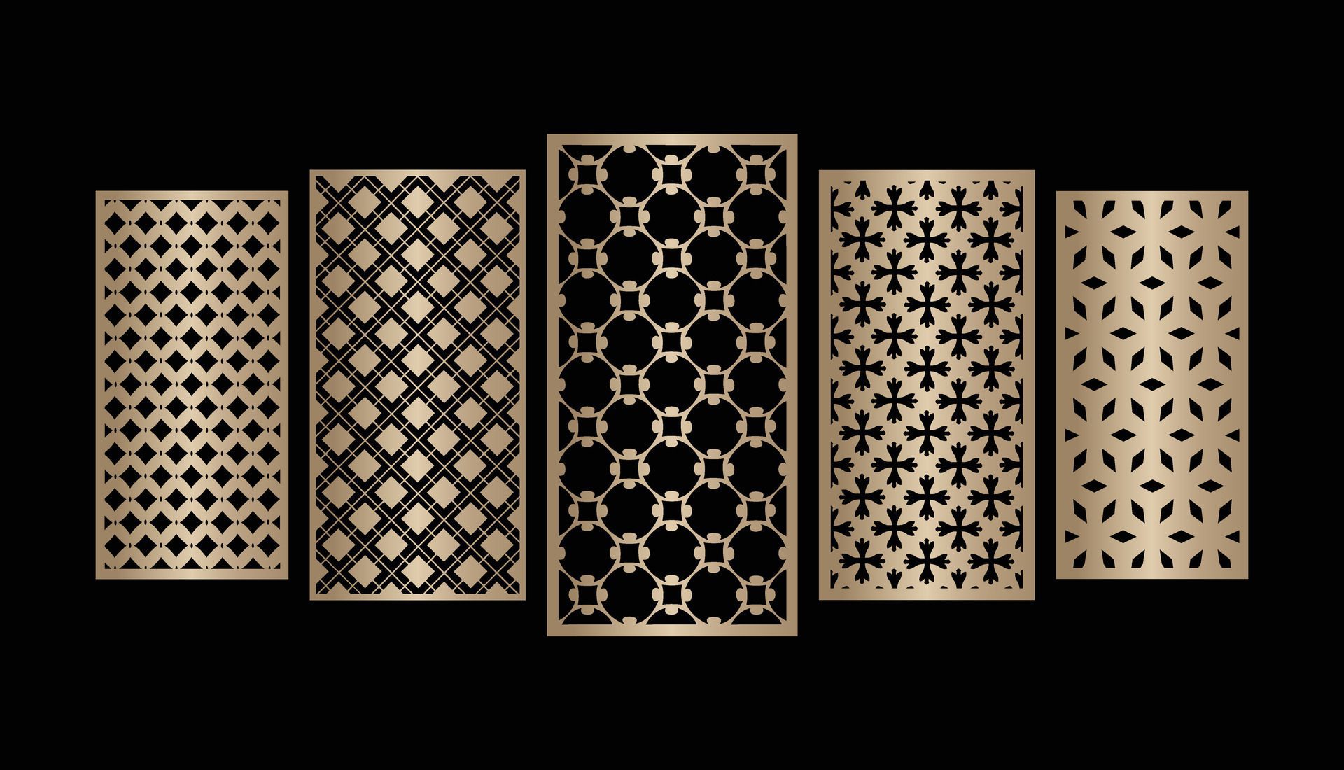 Laser and cnc cutting panels template. Decorative die cut pattern Free Vector