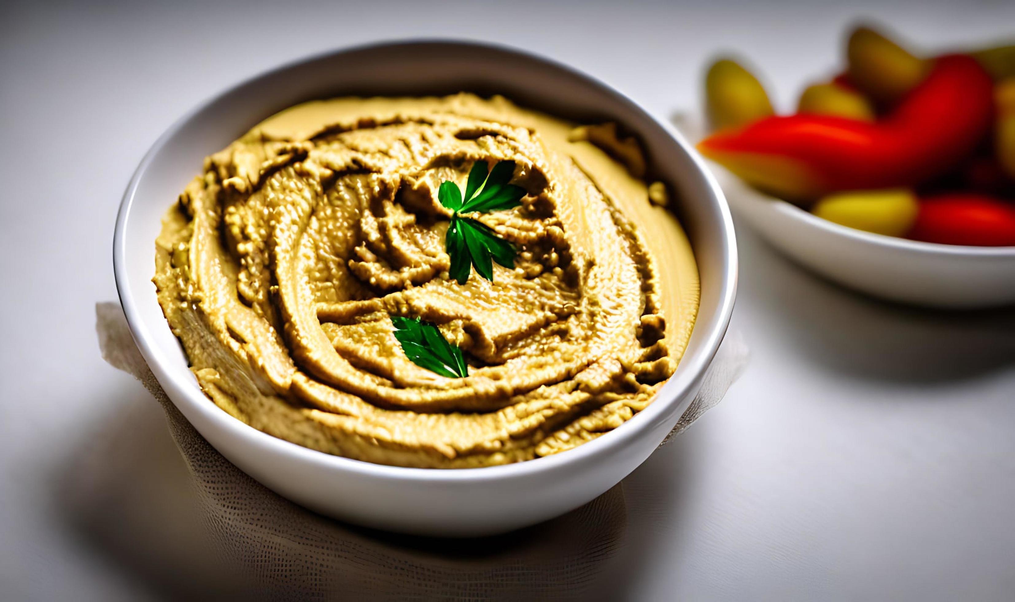 Healthy food. Traditional freshly made organic hummus. Stock Free