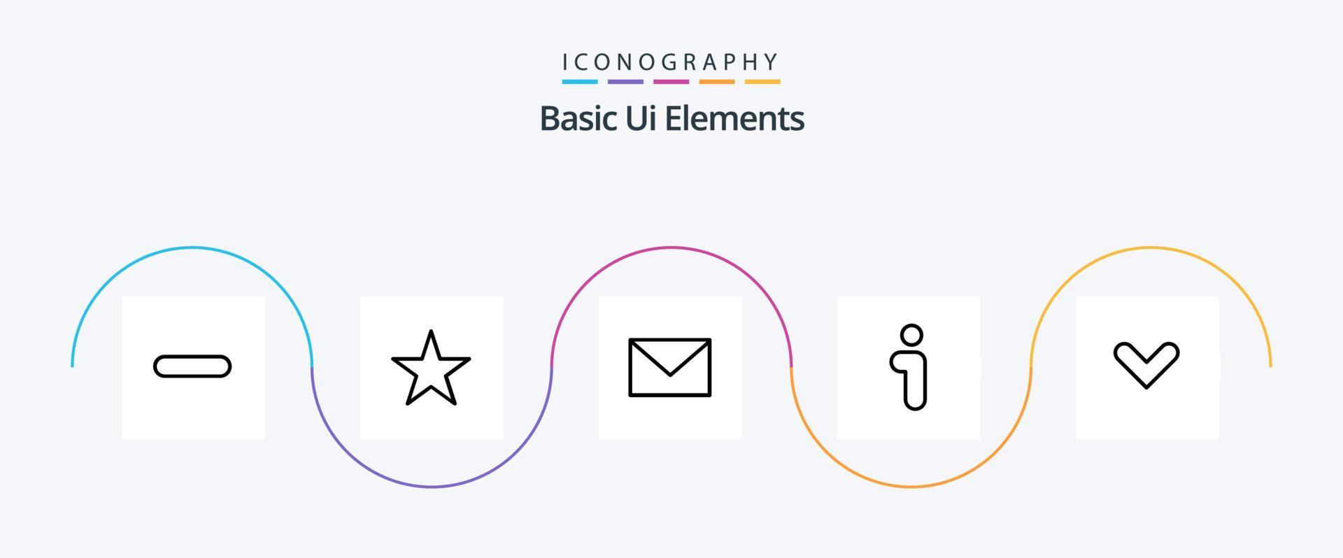 Basic Ui Elements Line 5 Icon Pack Including direction. arrow. massege. interface. info Stock Free