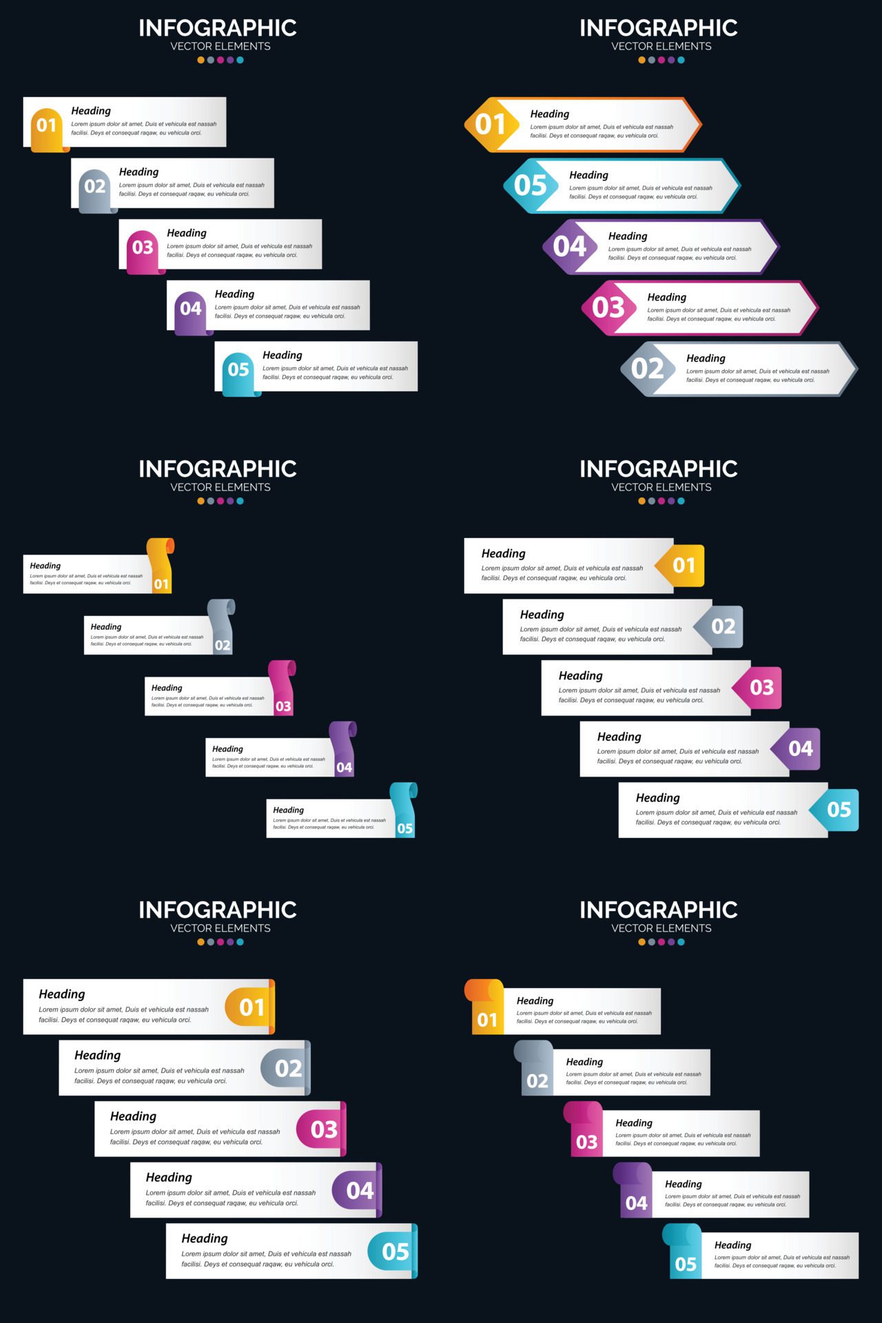 Our Vector 6 Infographics Pack is perfect for your business presentation needs. Free Vector