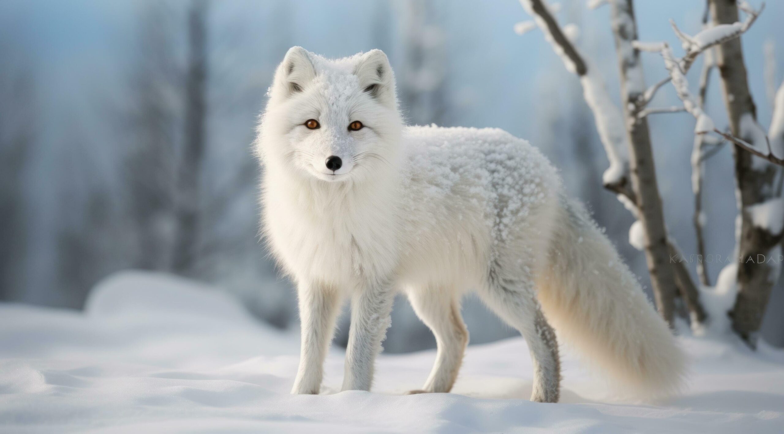 a white fox on snow in the background, Free Photo