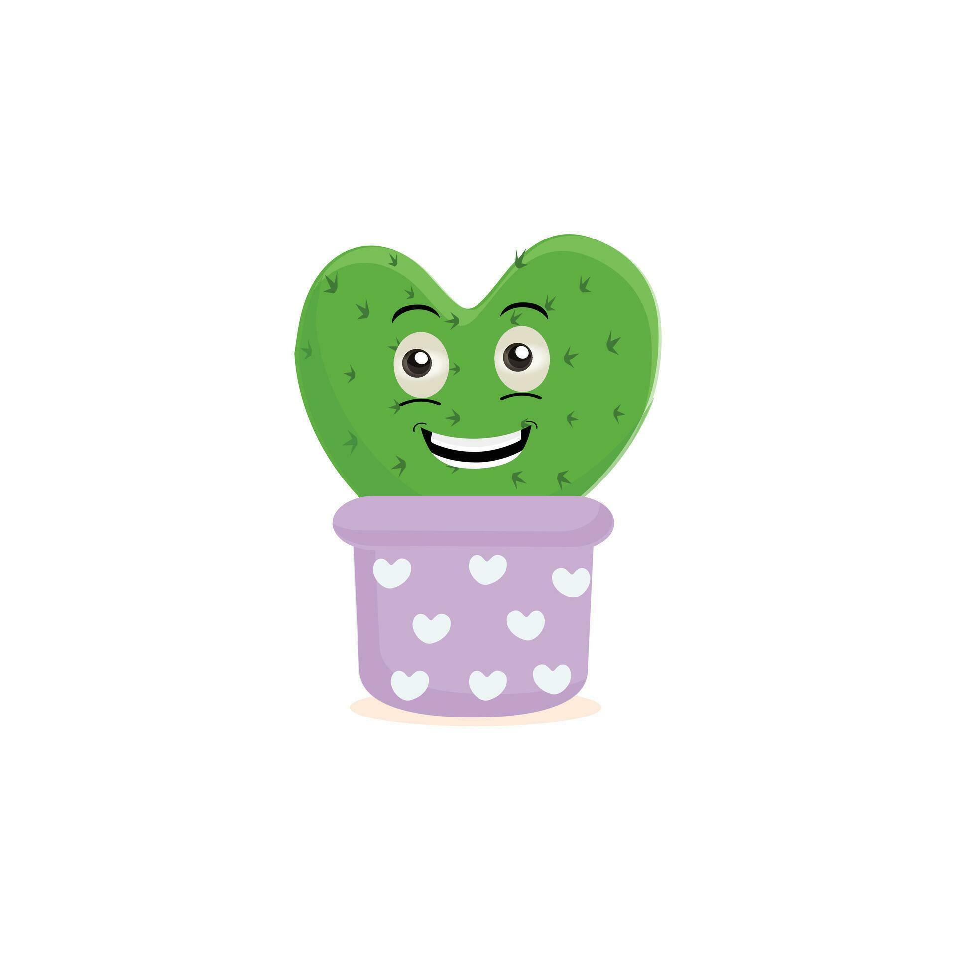 Cartoon cute cactus mascot, Potted cactus characters sett, funny cacti in flower pot with different emotions vector Illustrations on a white background Stock Free and Free SVG