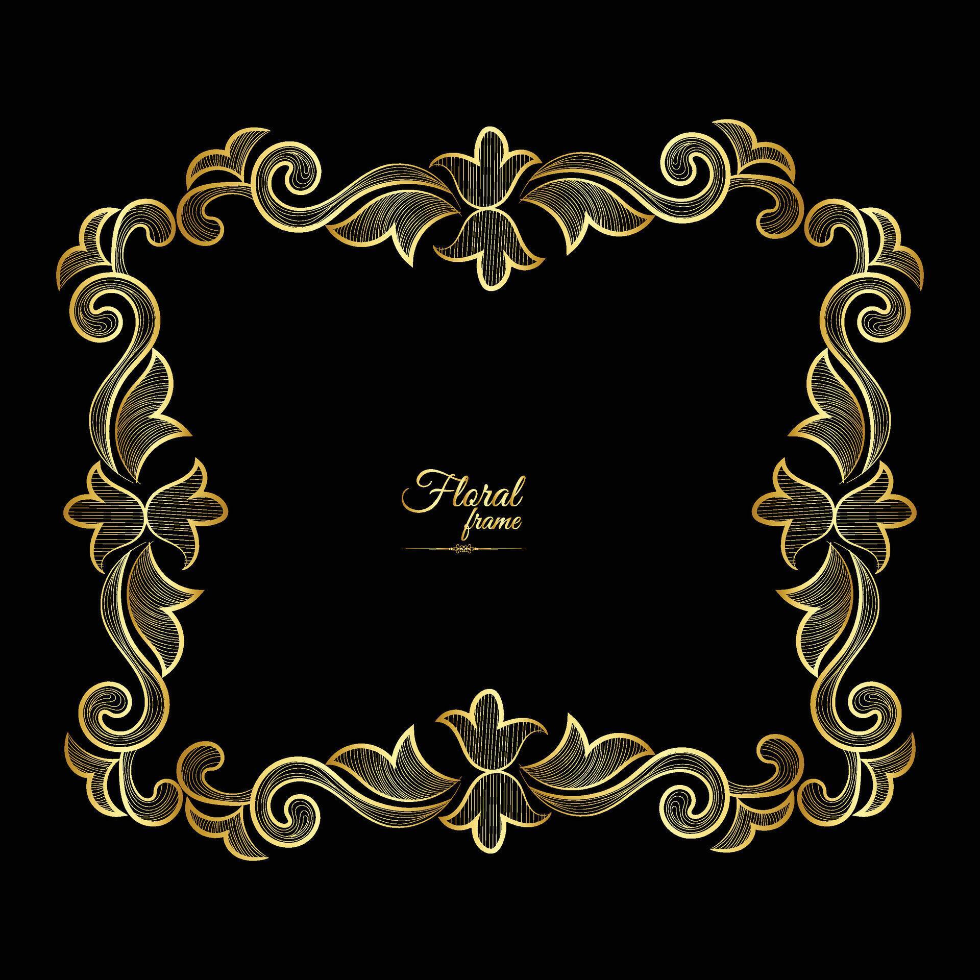 Vector luxury decorative golden vintage frames and borders. retro ornamental frame art and flower isolated floral background Stock Free