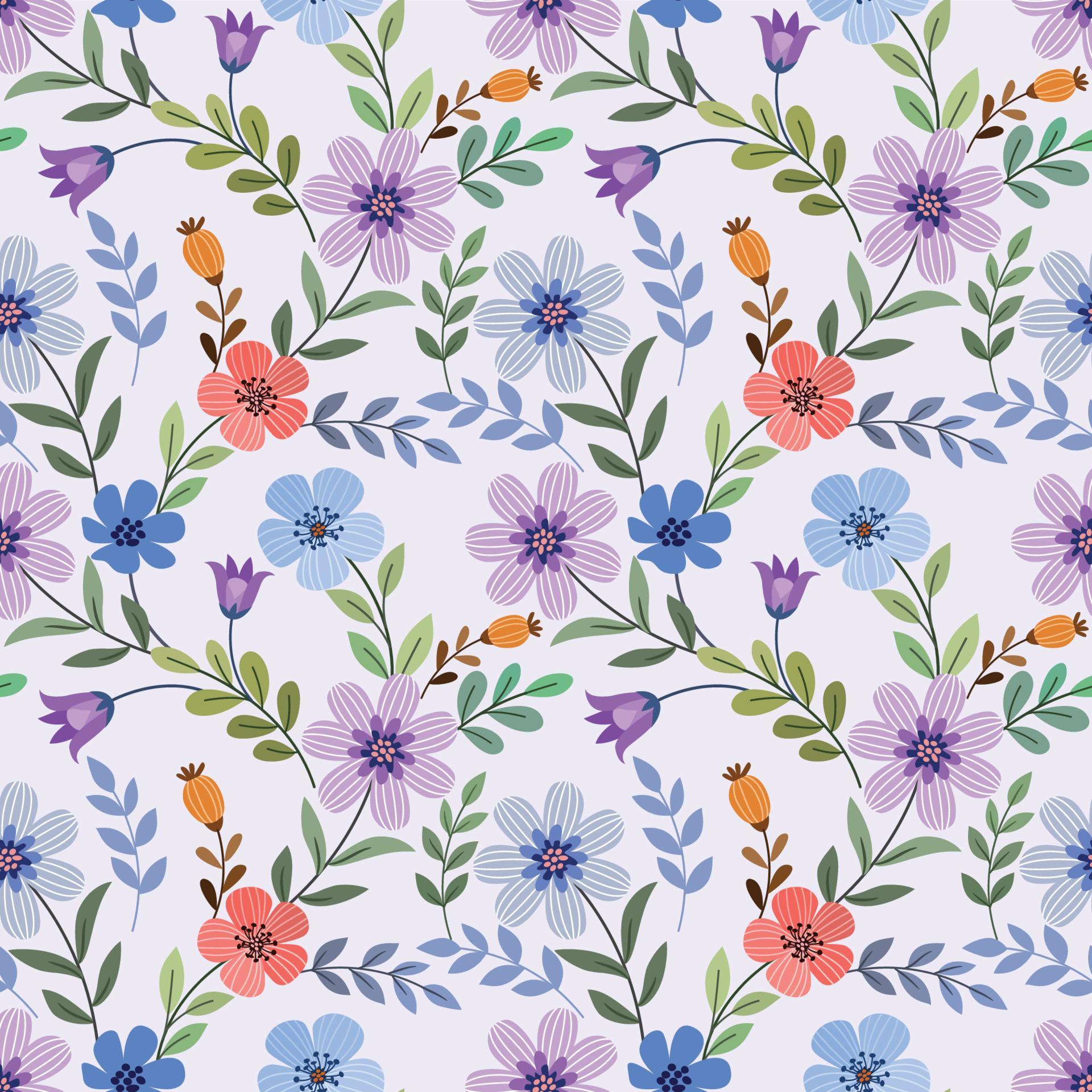 Colorful hand draw flowers seamless pattern Stock Free