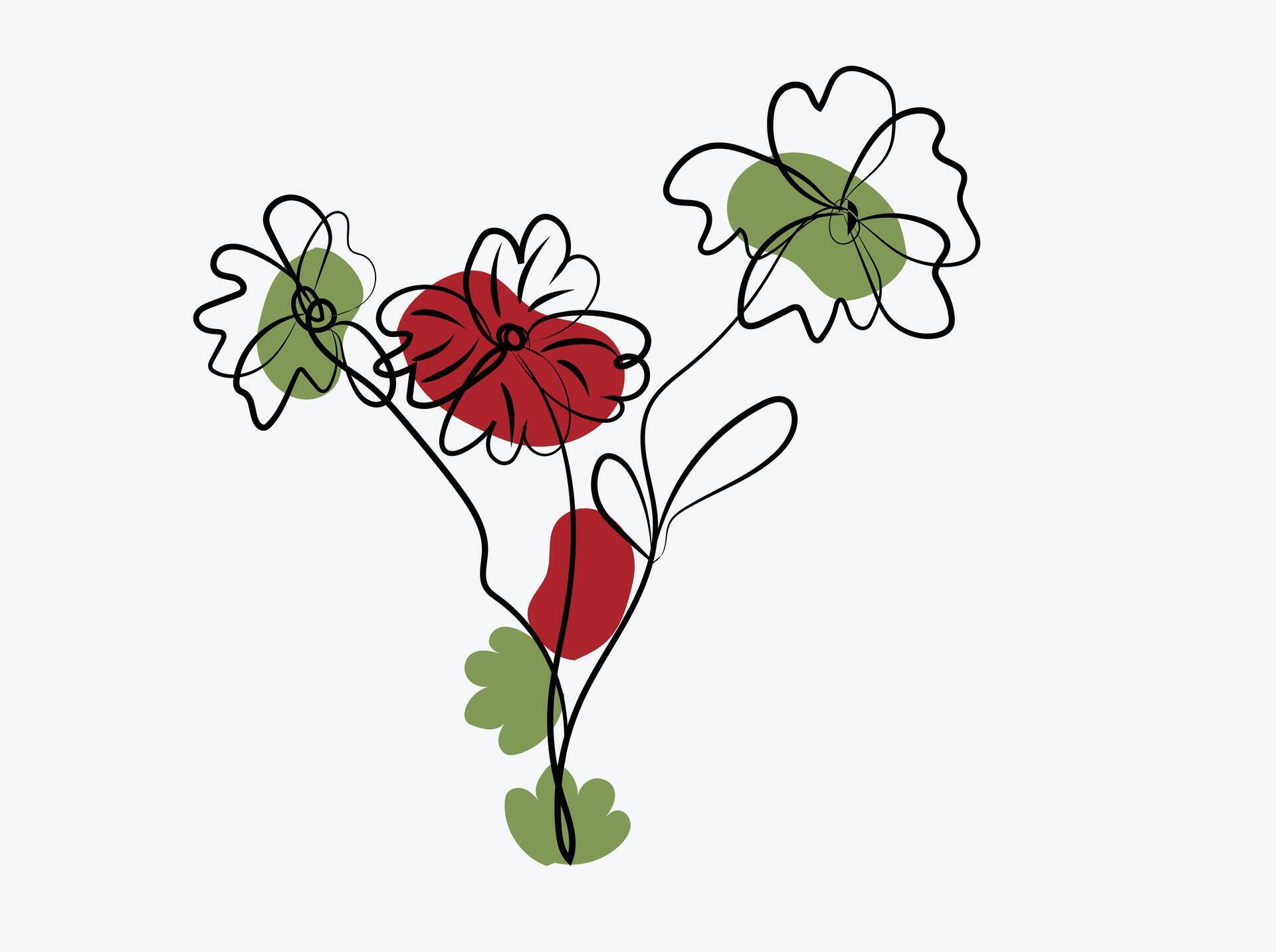 Hand drawn flat design simple flower outline Stock Free