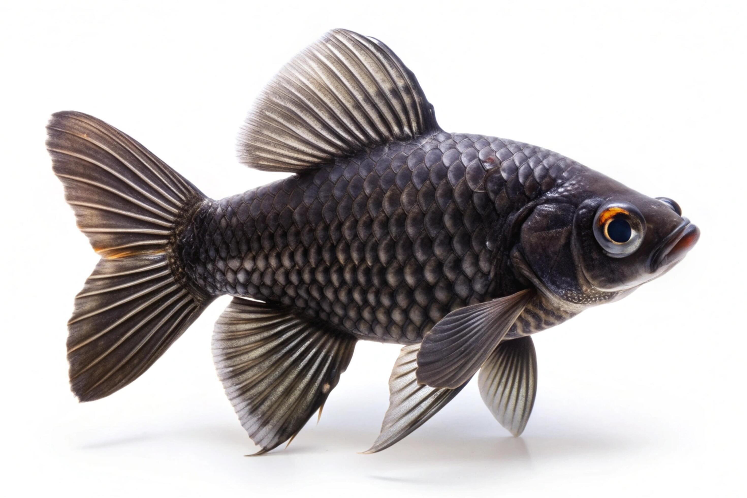 Black ornamental fish isolated on white background Stock Free