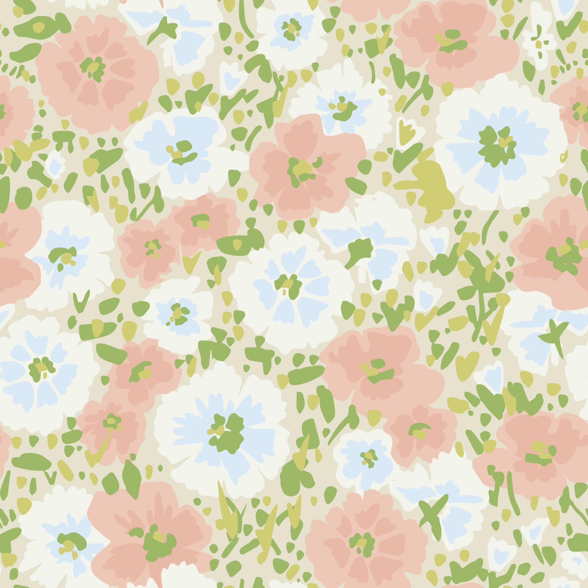 Vector flower illustration with pastel color seamless repeat pattern Stock Free