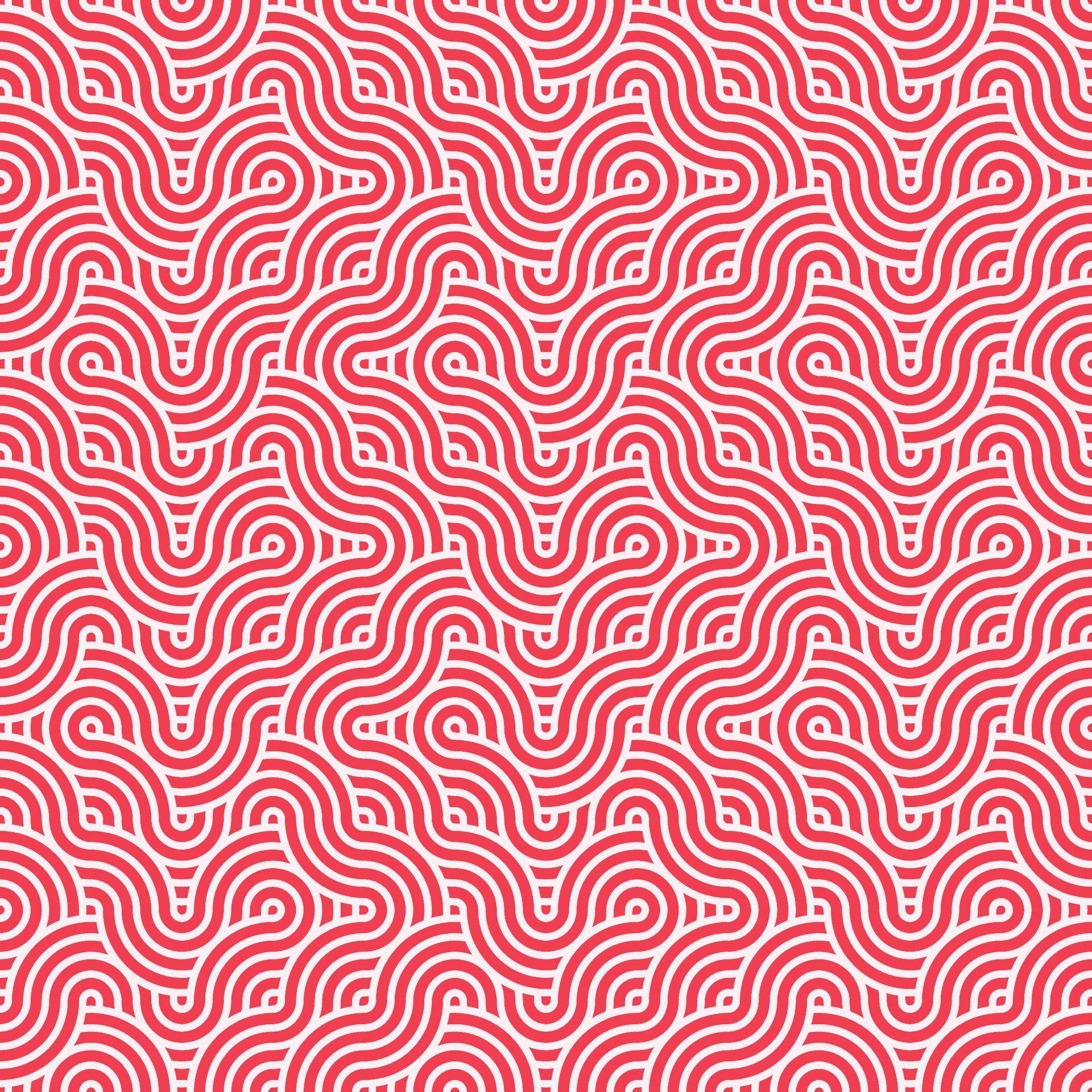 Seamless abstract geometric red japanese overlapping circles lines and waves pattern Free Vector