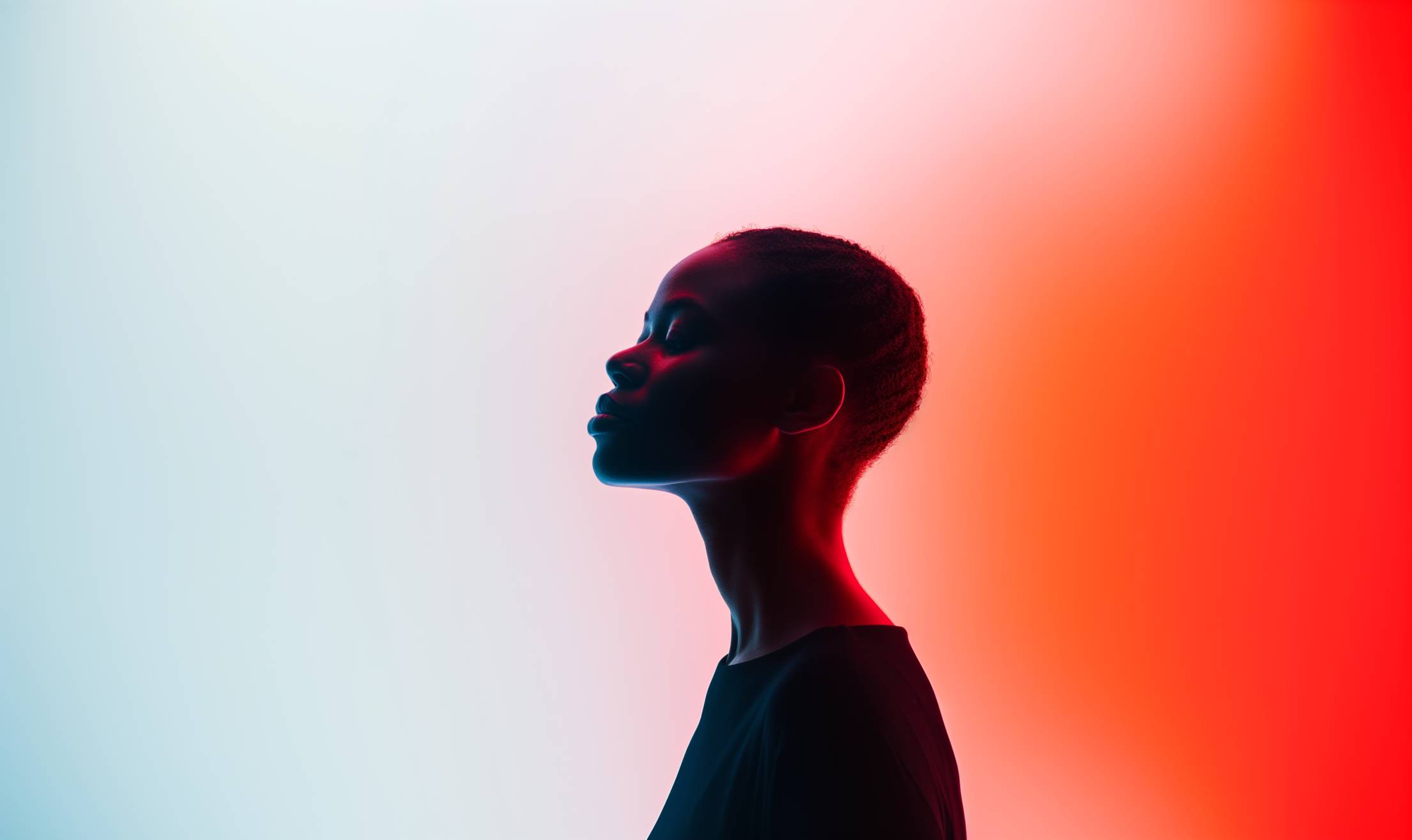 Studio Portrait of a Woman With Orange and Blue Studio Lighting Stock Free