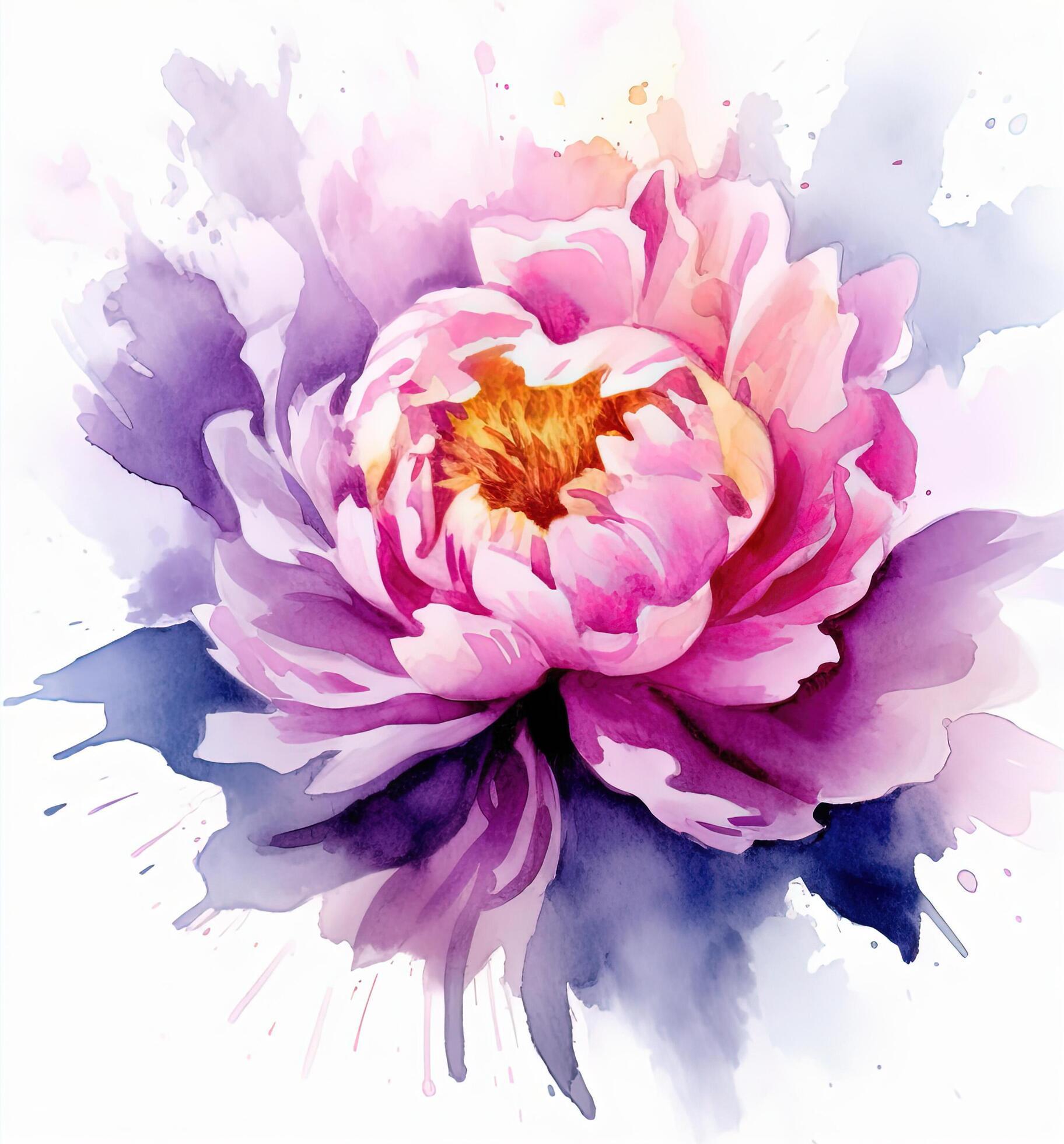 Watercolor beautiful peony flower. Illustration Stock Free