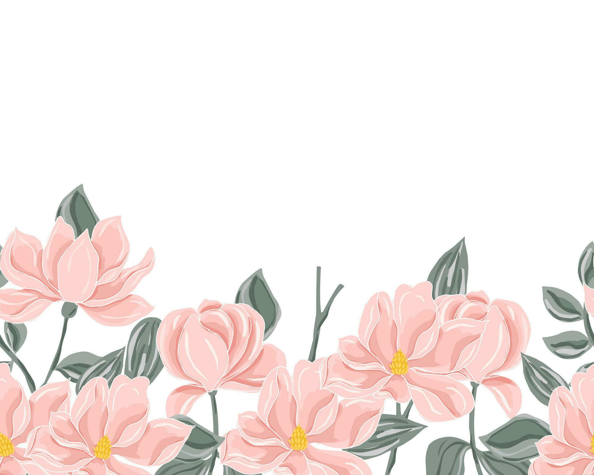 Soft Peach Magnolia Hand Drawn Flower Background Stock Free