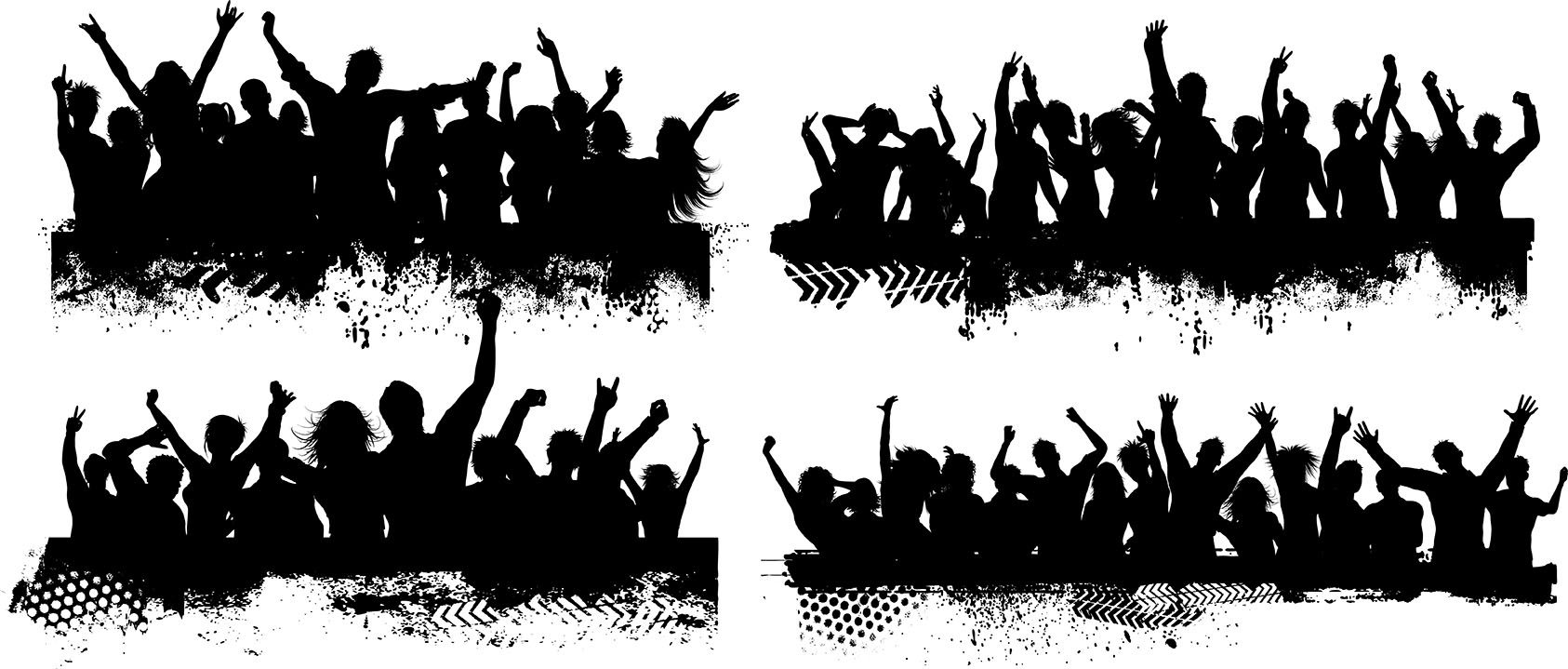 Grunge crowd scenes Free Vector