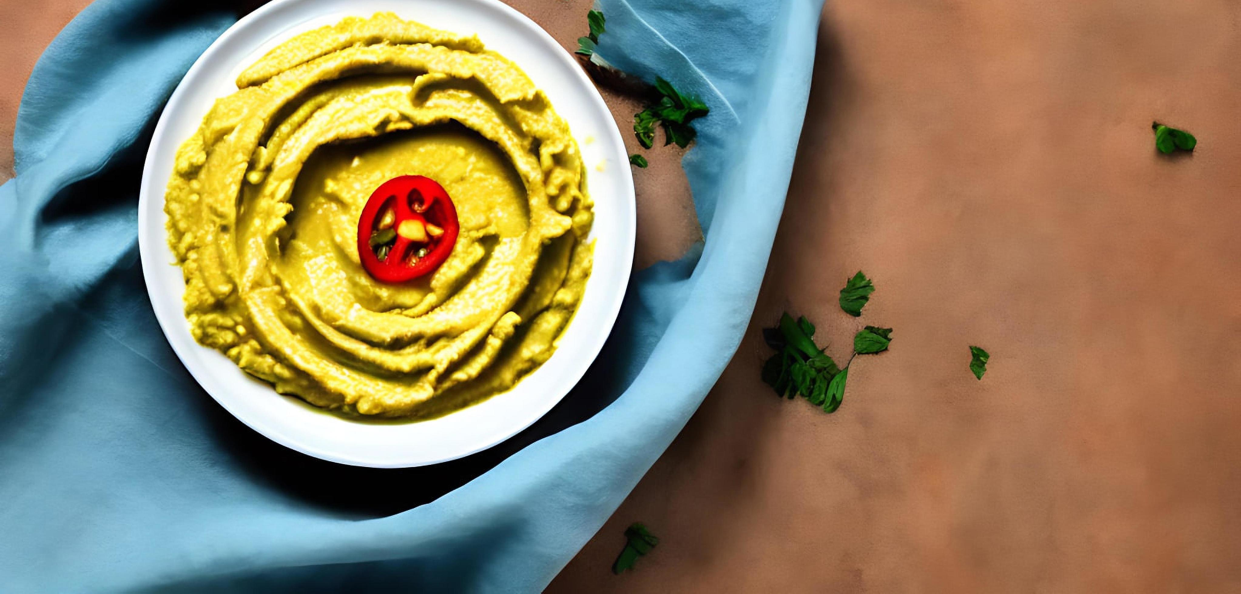 Healthy food. Traditional freshly made organic hummus. Stock Free