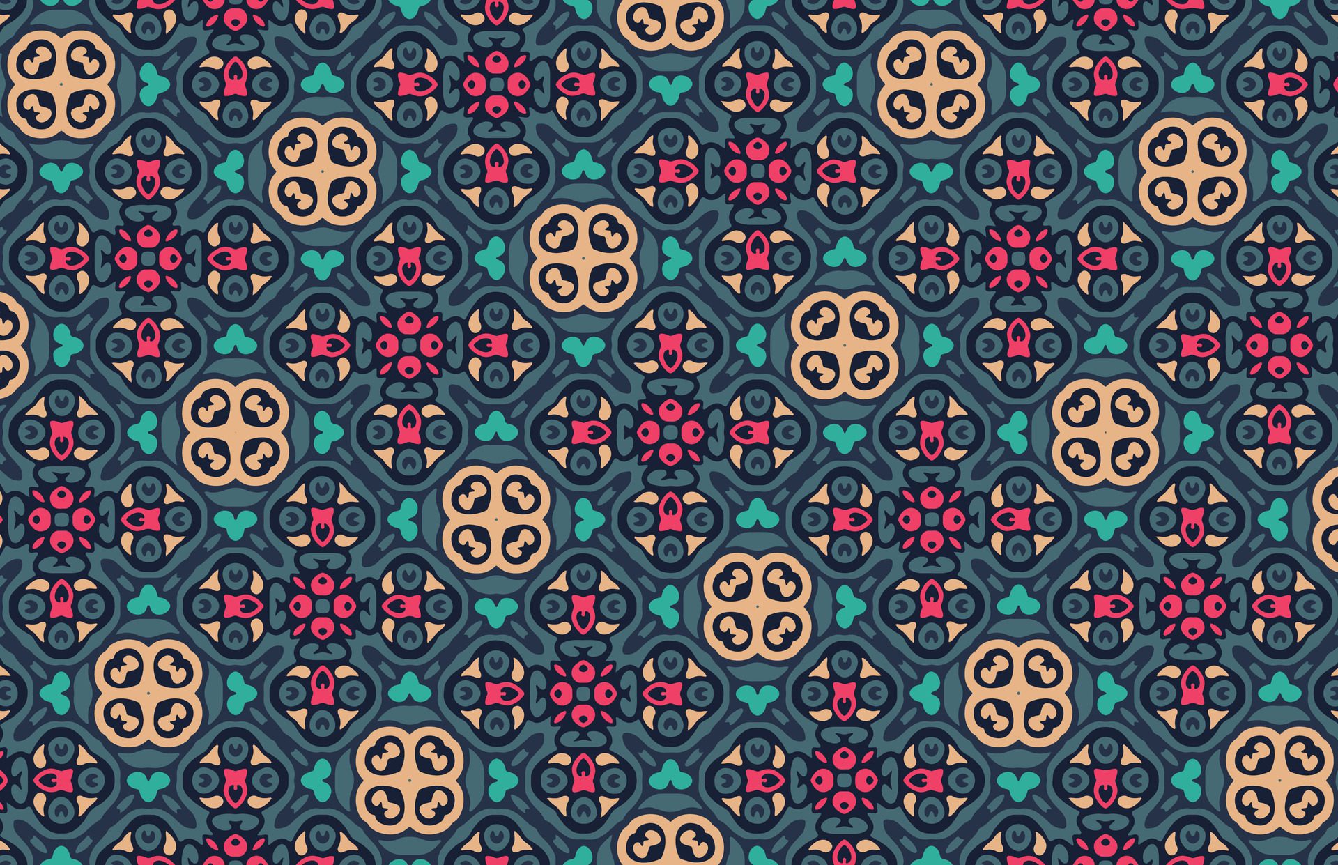 Colorful floral textile pattern design Free Vector