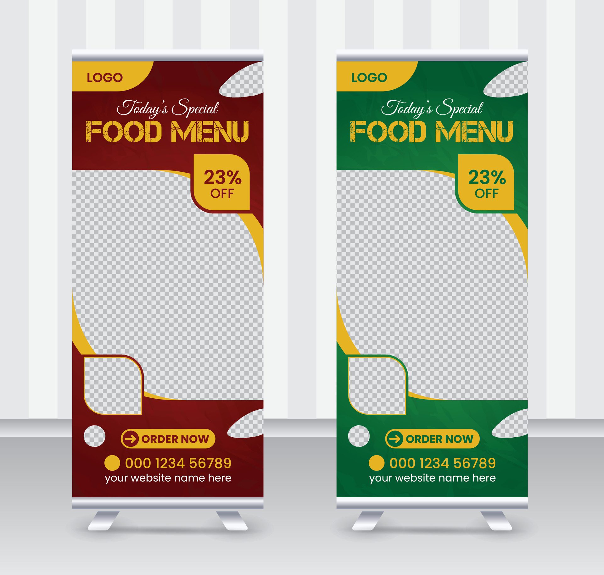 Today’s special food menu and restaurant roll up banner x or roll up banner design template Free Vector