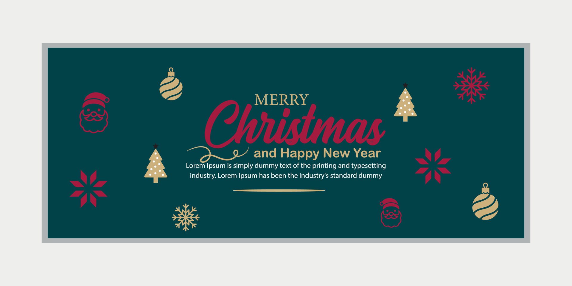 merry christmas banner set and happy new year banner, social media cover and web banner,Merry Christmas design for greeting card, Free Vector