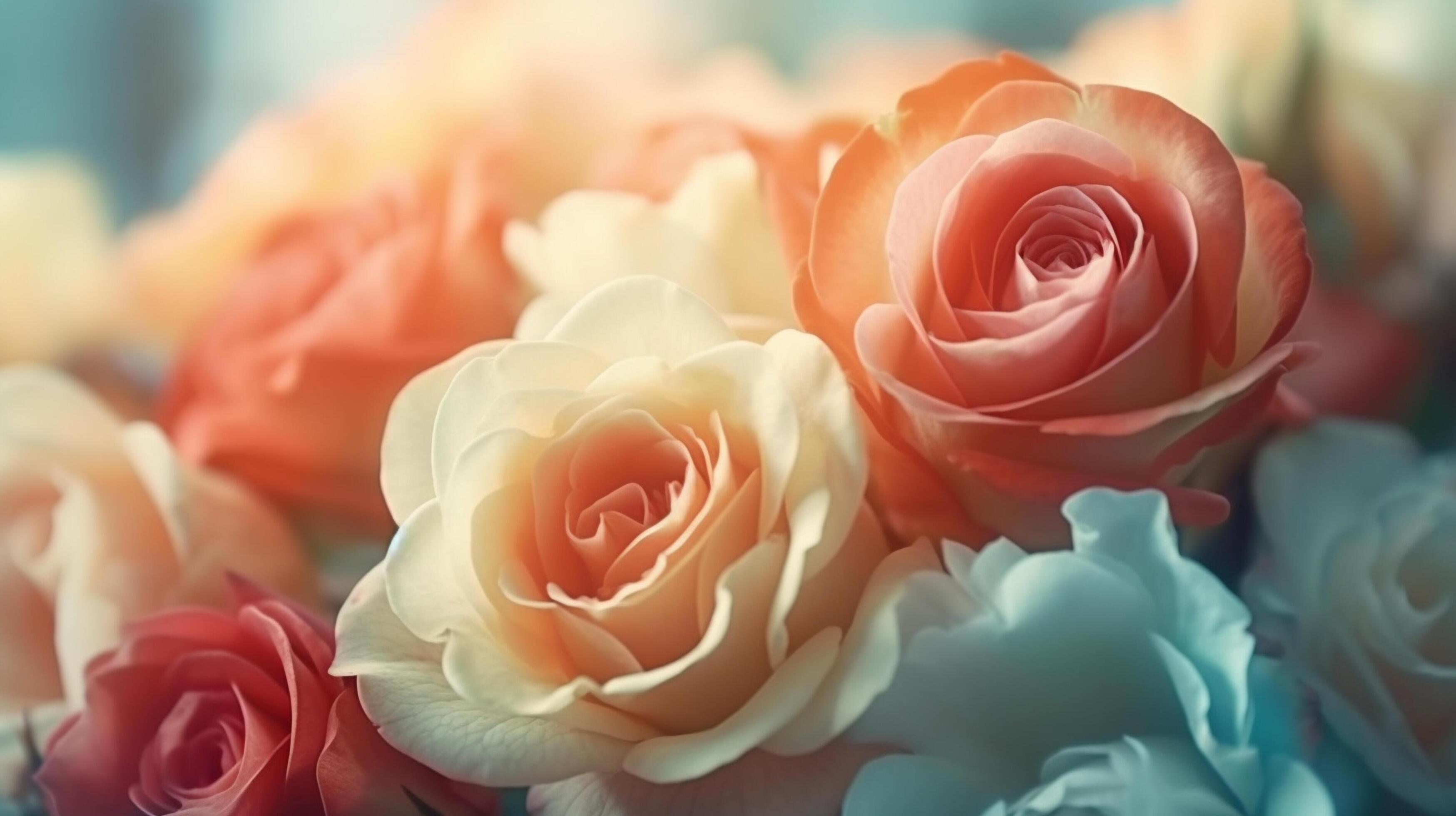 Beautiful flowers background. Beautiful roses in vintage color tone style. Stock Free