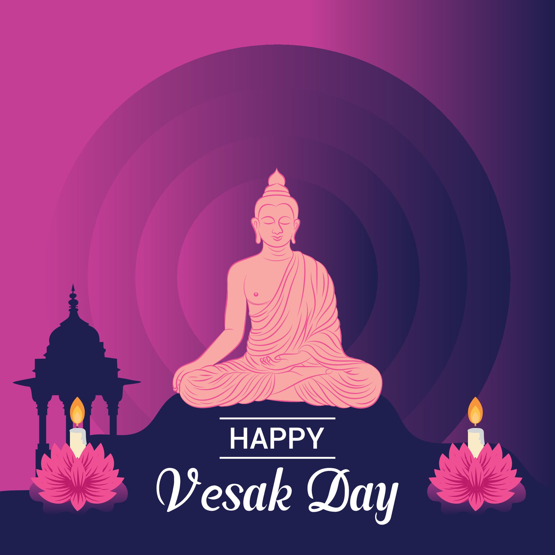 Flat vertical poster template for vesak day illustration festival celebration social media post and vesak day Banner Free Vector