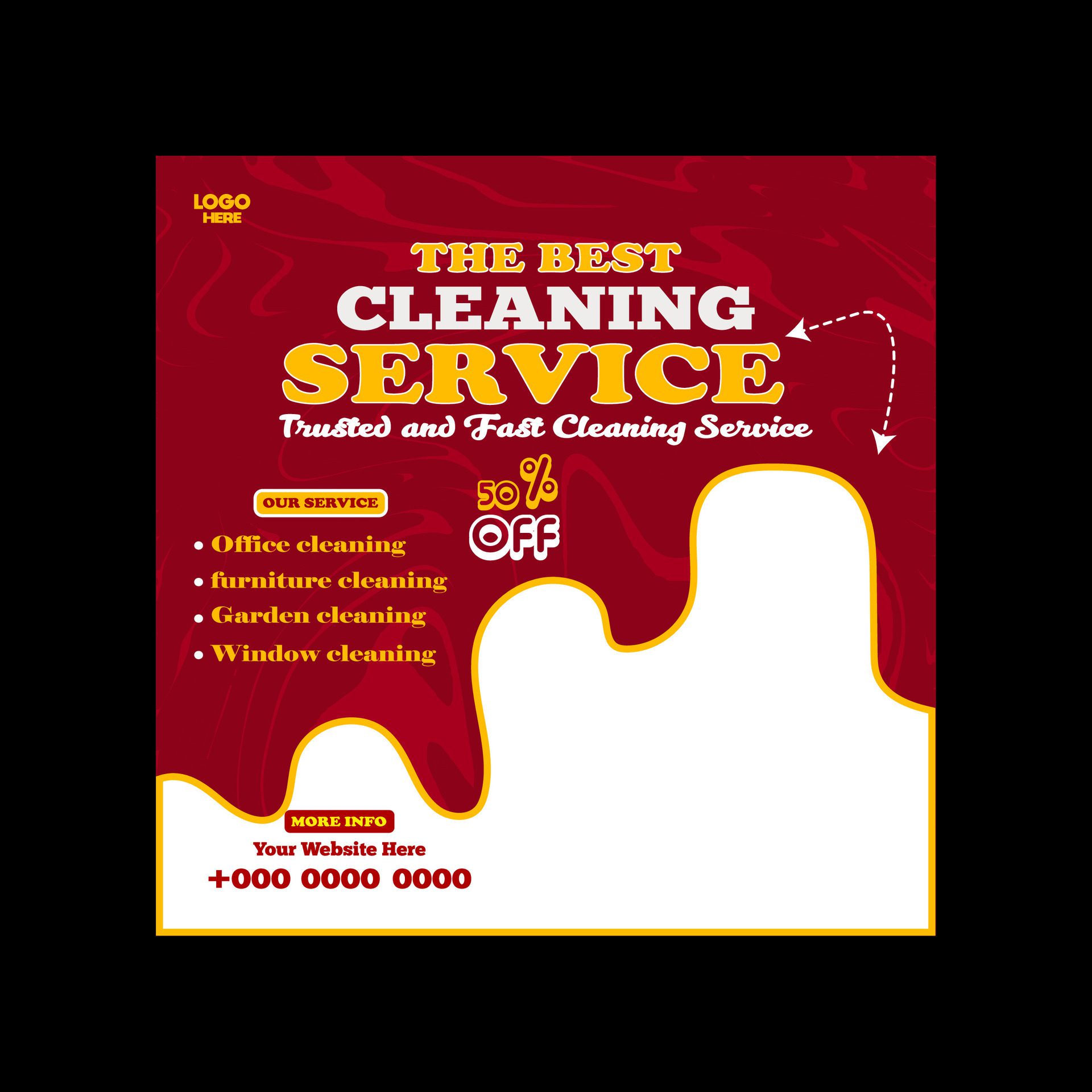 Reliable Cleaning service banner design and square social media post template Free Vector