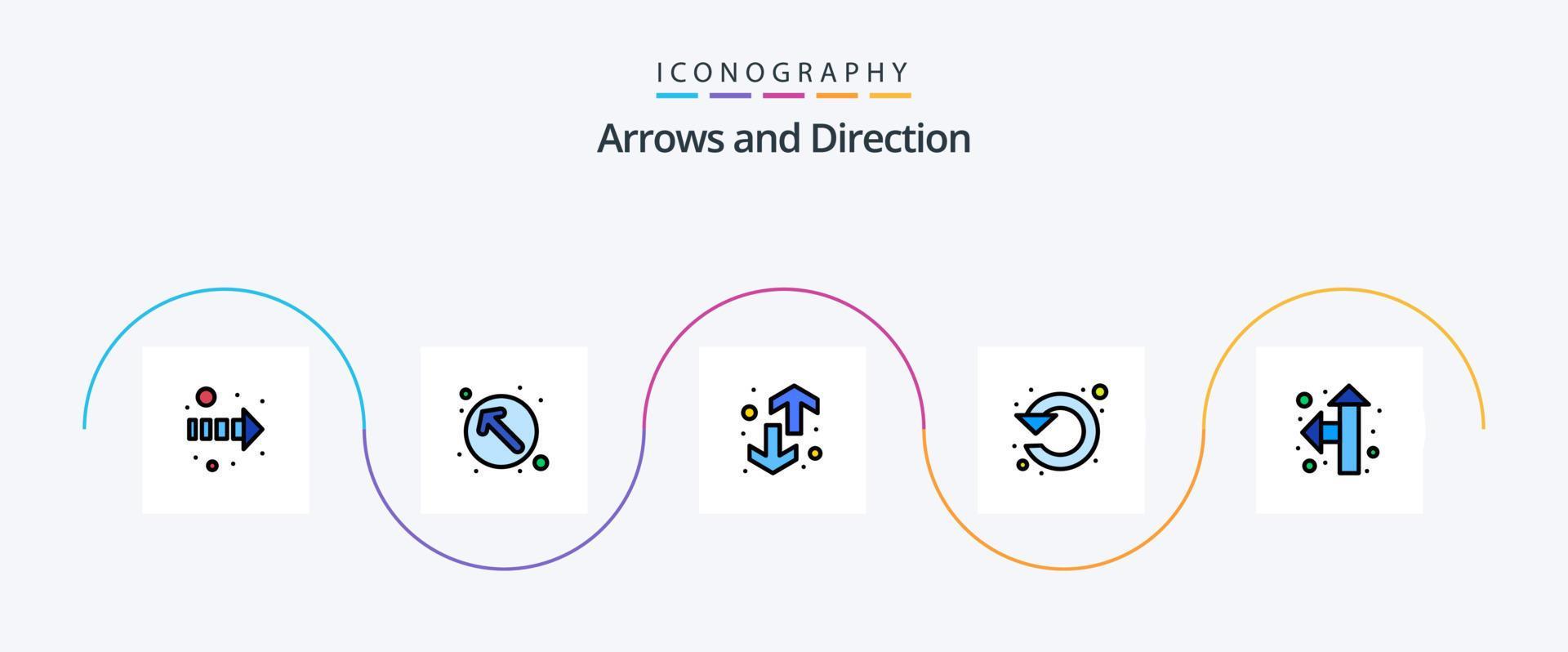 Arrow Line Filled Flat 5 Icon Pack Including direction. rotate. down. left. circle Stock Free