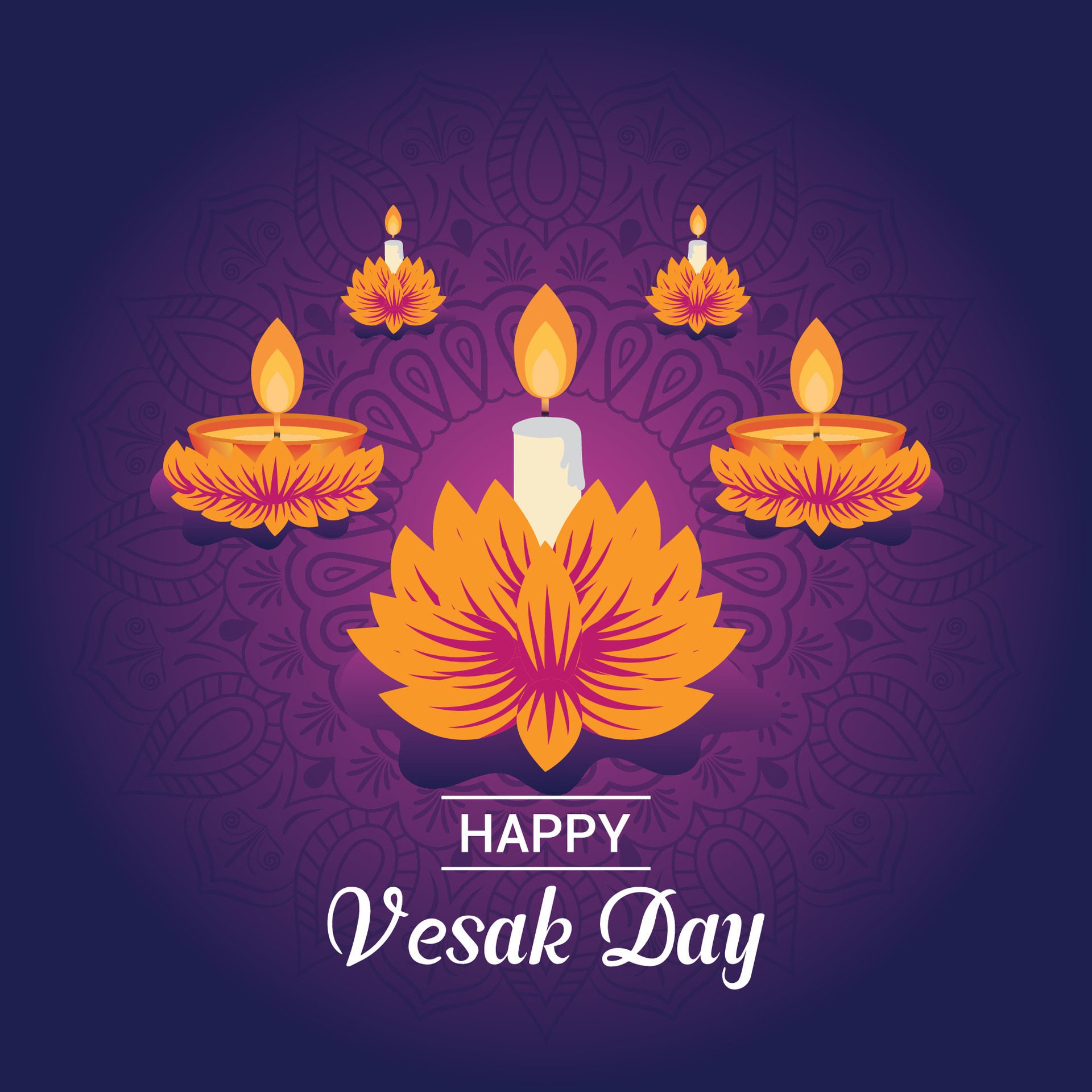 Flat vesak day illustration festival celebration social media post and vesak day Banner Free Vector