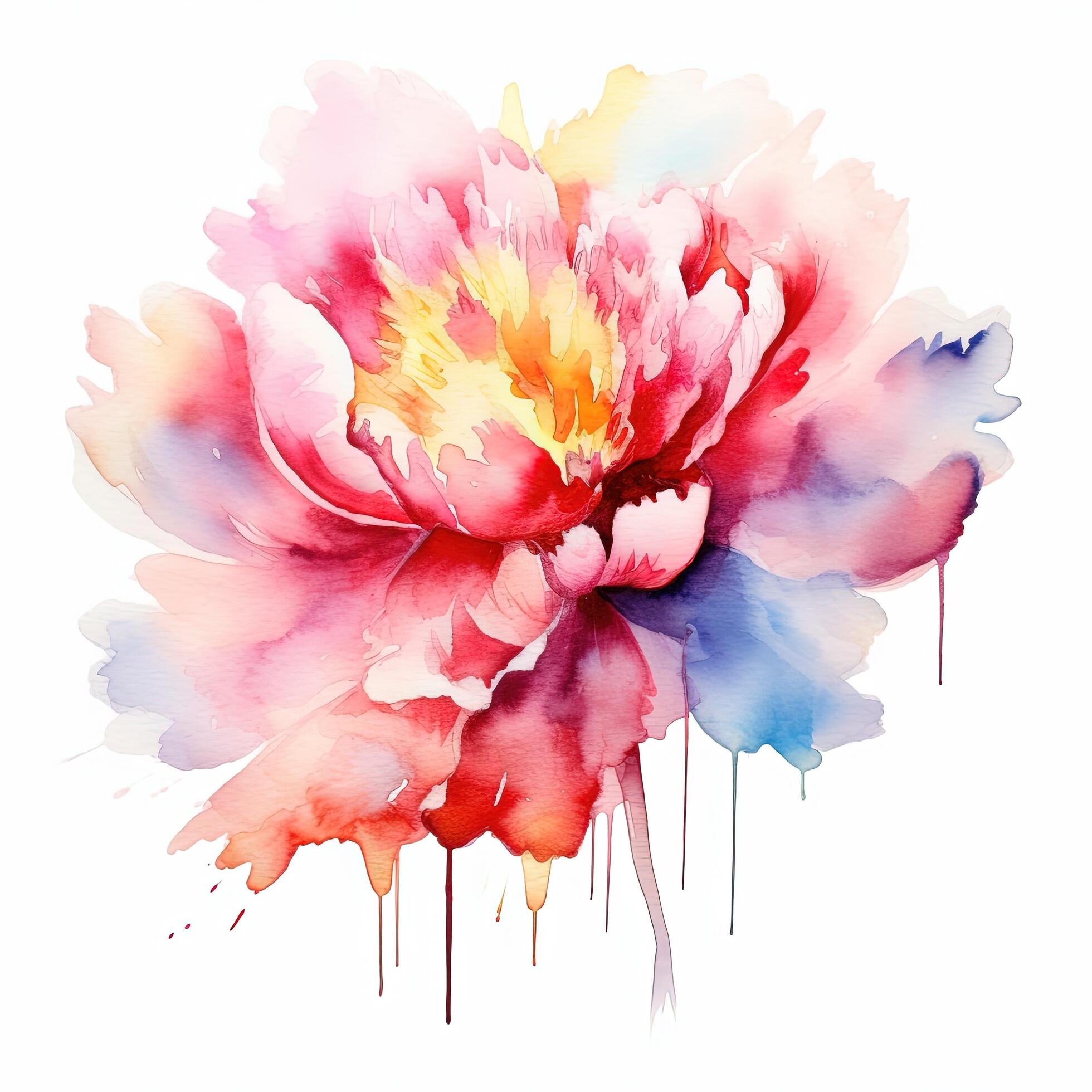 Watercolor beautiful peony flower. Illustration Stock Free