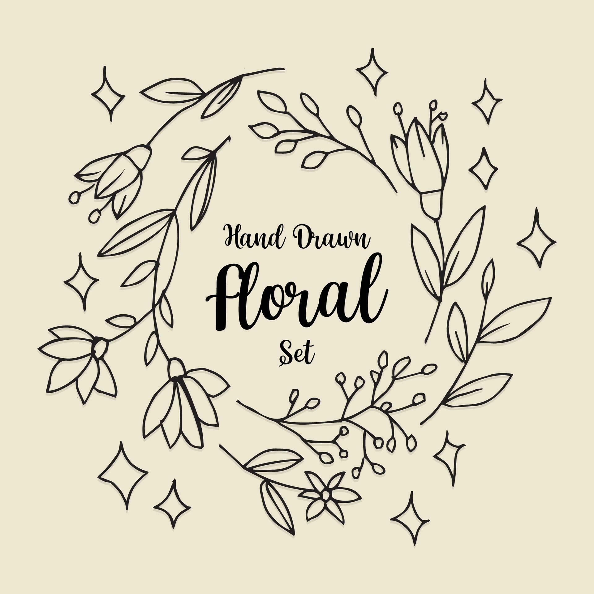 Hand Drawn Flower Outline Set Stock Free