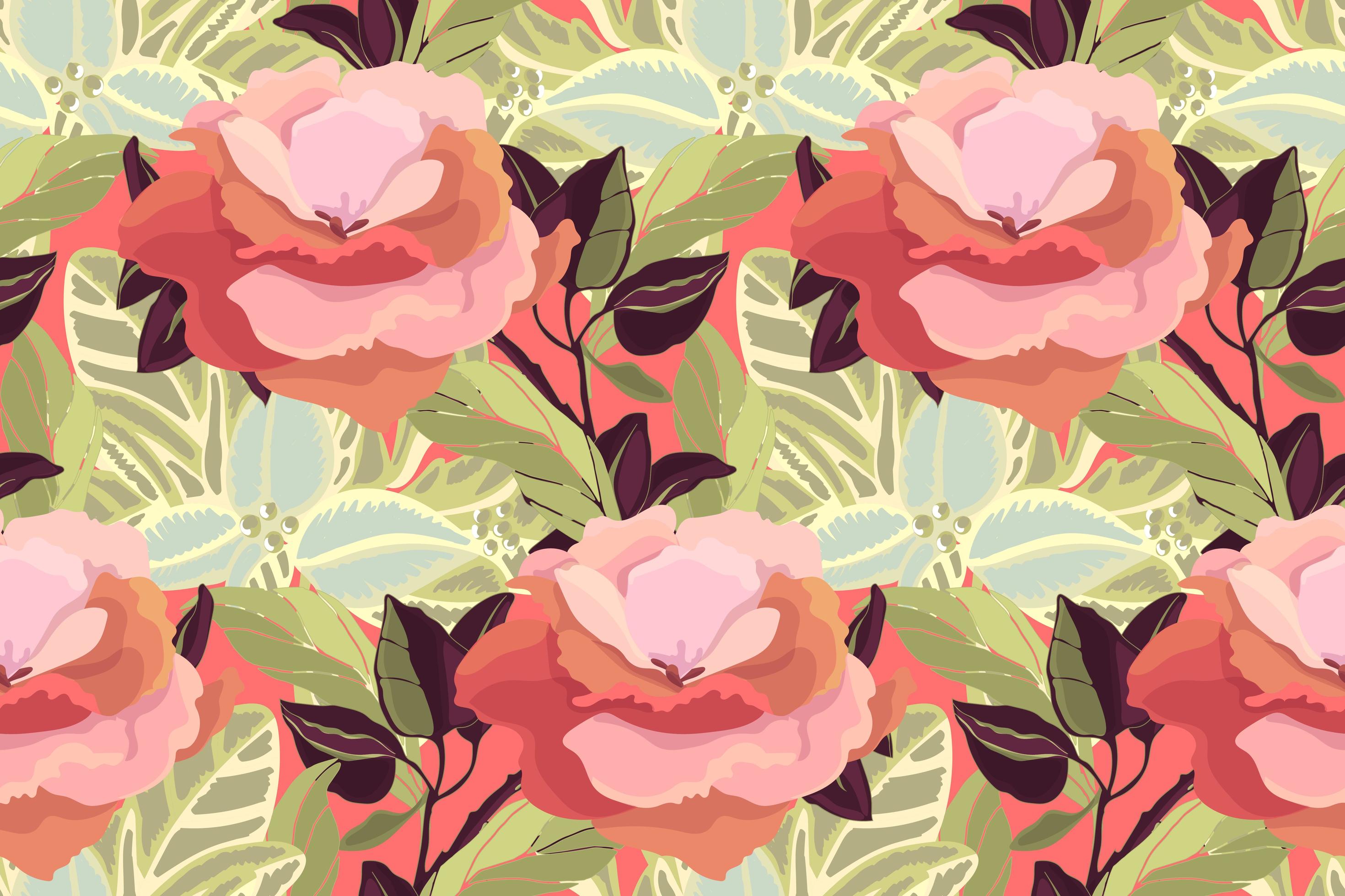 Painted Floral Seamless Pattern. Garden Flowers. Stock Free