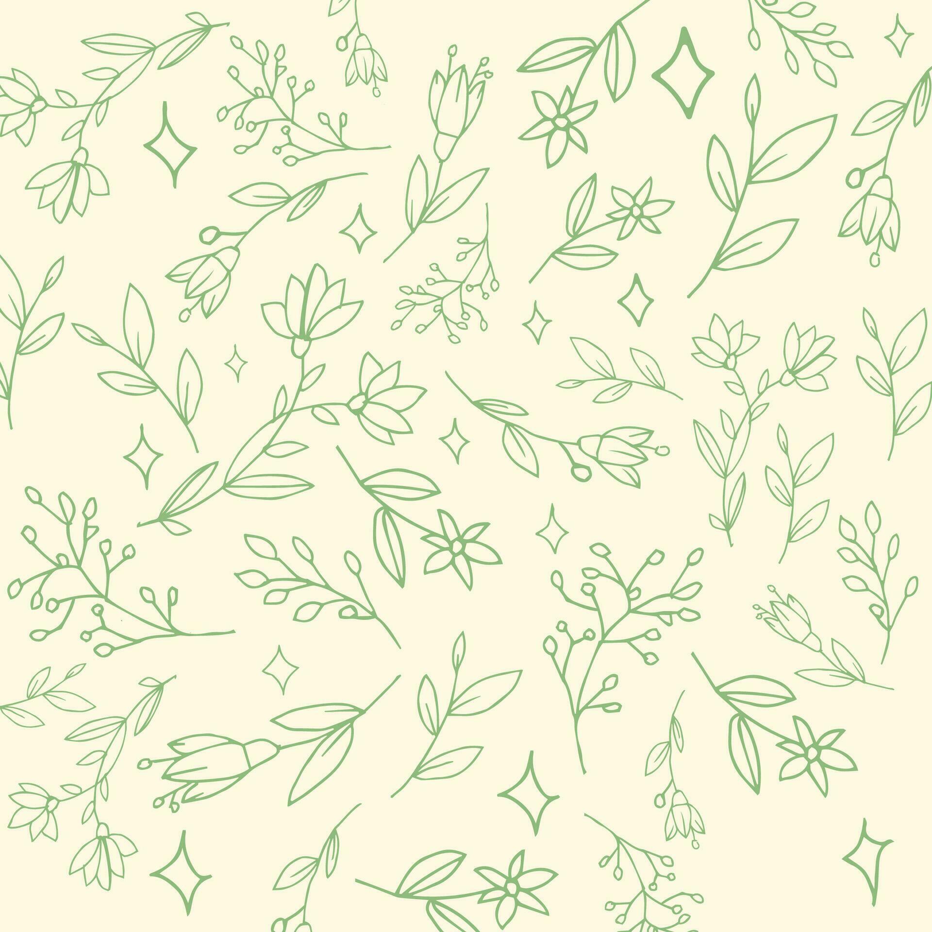 Hand Drawn Flower Outline Set Pattern Stock Free