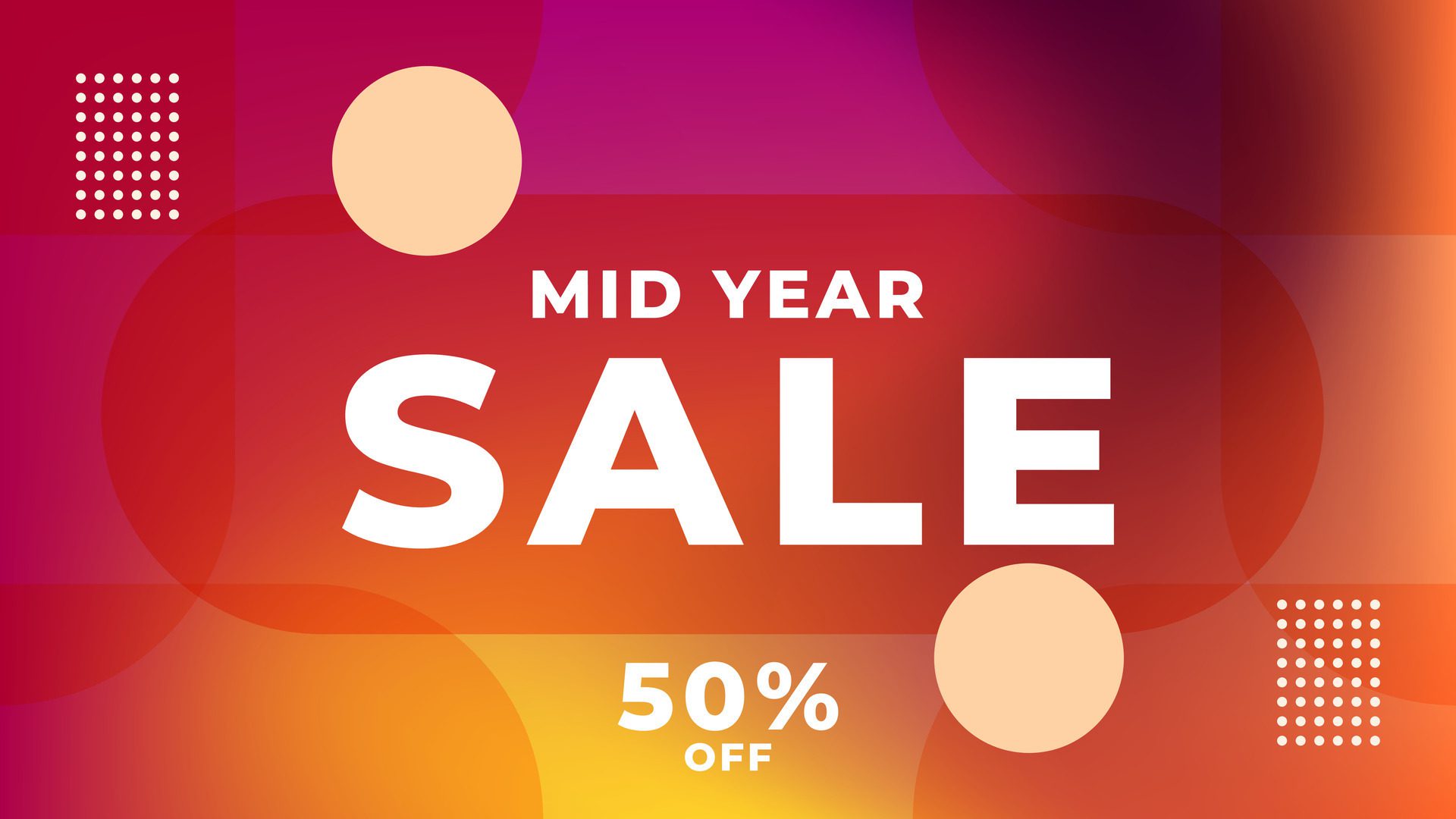 MID YEAR SALE OFFERS AND PROMOTION TEMPLATE BANNER DESIGN.COLORFUL GRADIENT COLOR BACKGROUND VECTOR. GOOD FOR SOCIAL MEDIA POST, COVER , POSTER Free Vector