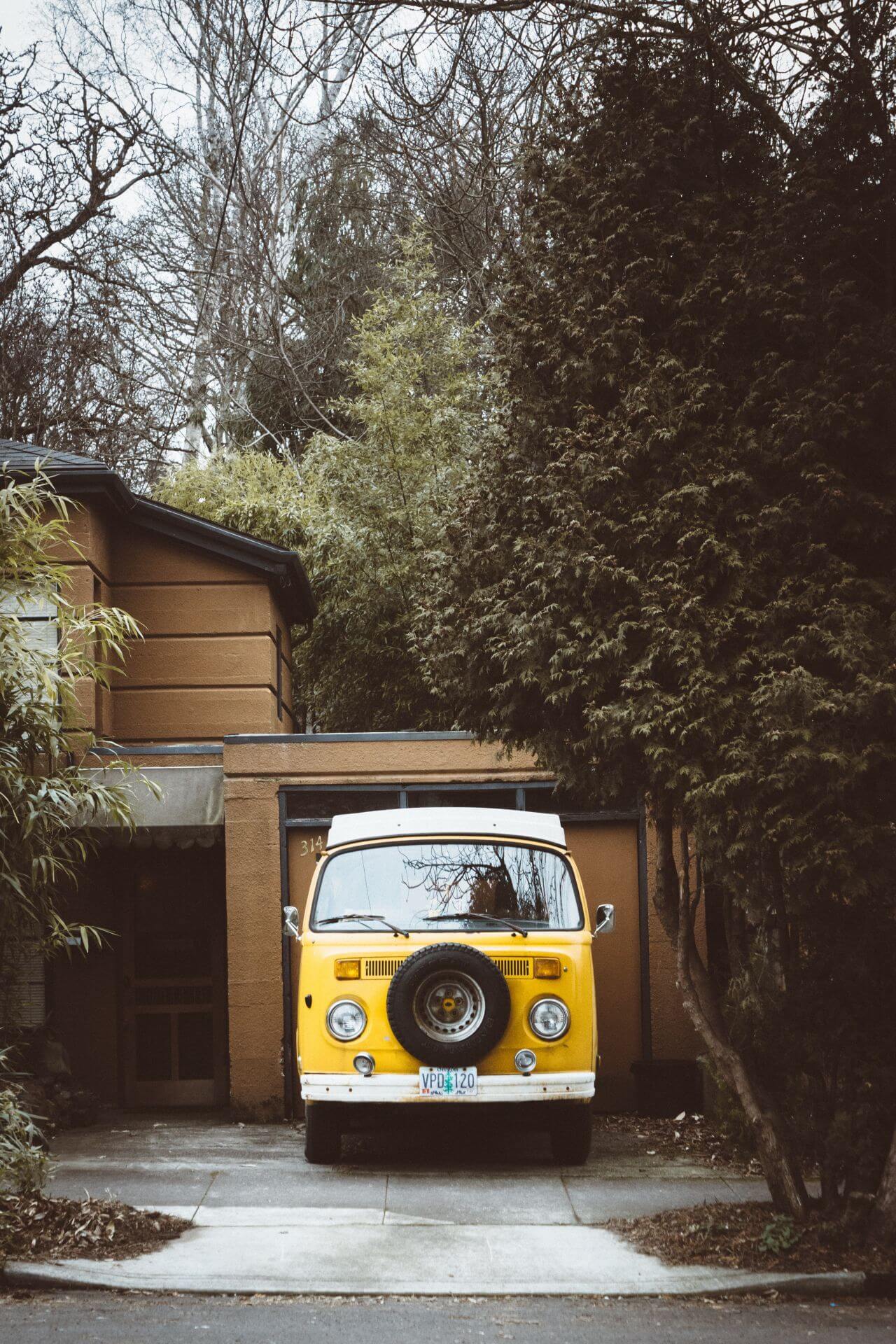 Classic Yellow Volkswagen Van Stock Free