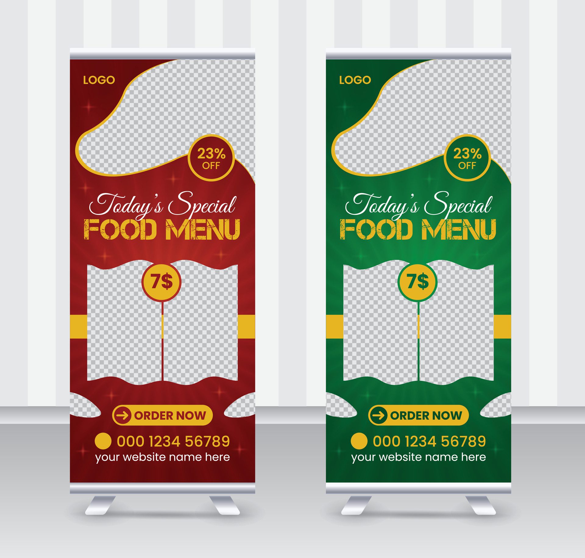 Today’s special food menu and restaurant roll up banner x or roll up banner design template Free Vector