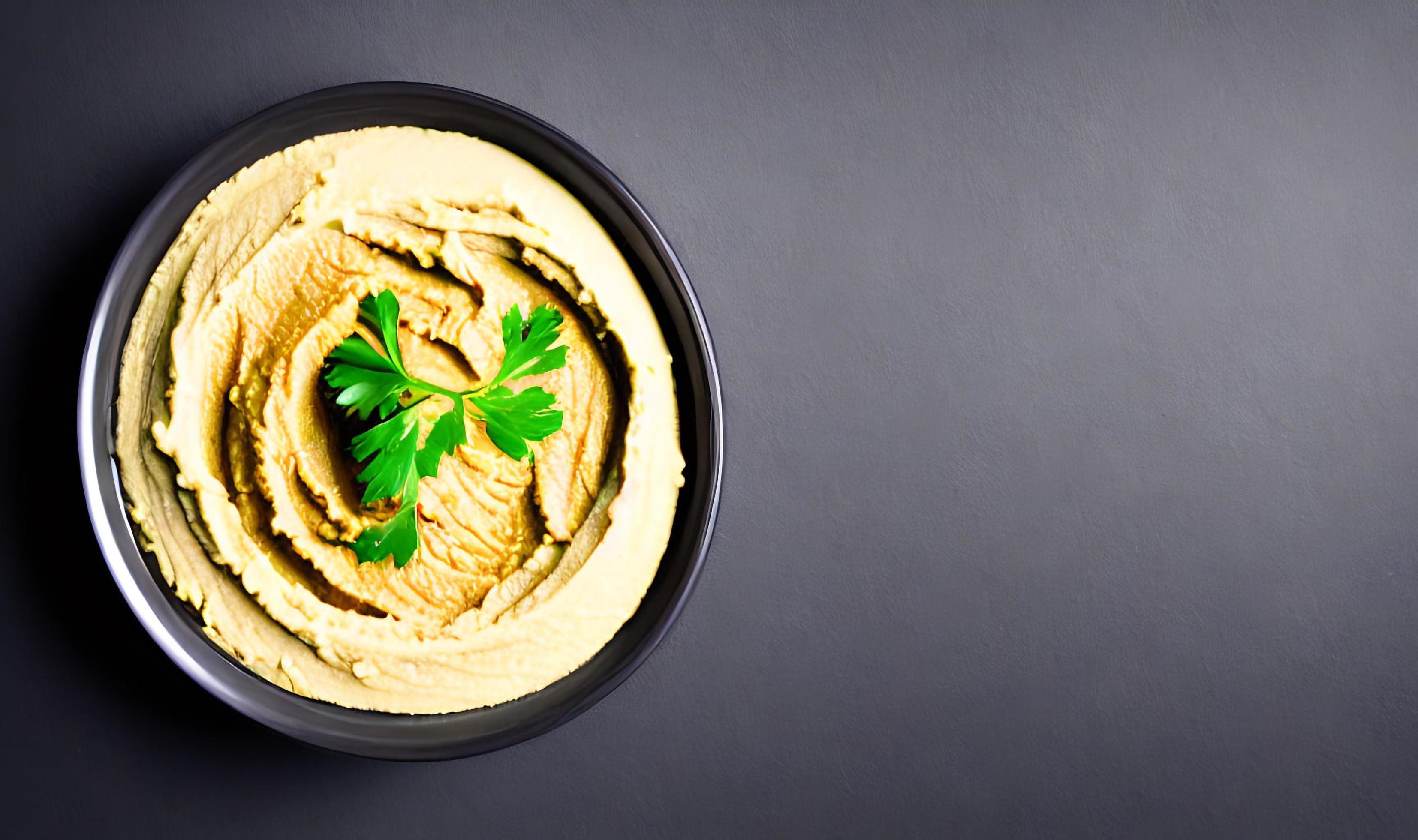 Healthy food. Traditional freshly made organic hummus. Stock Free