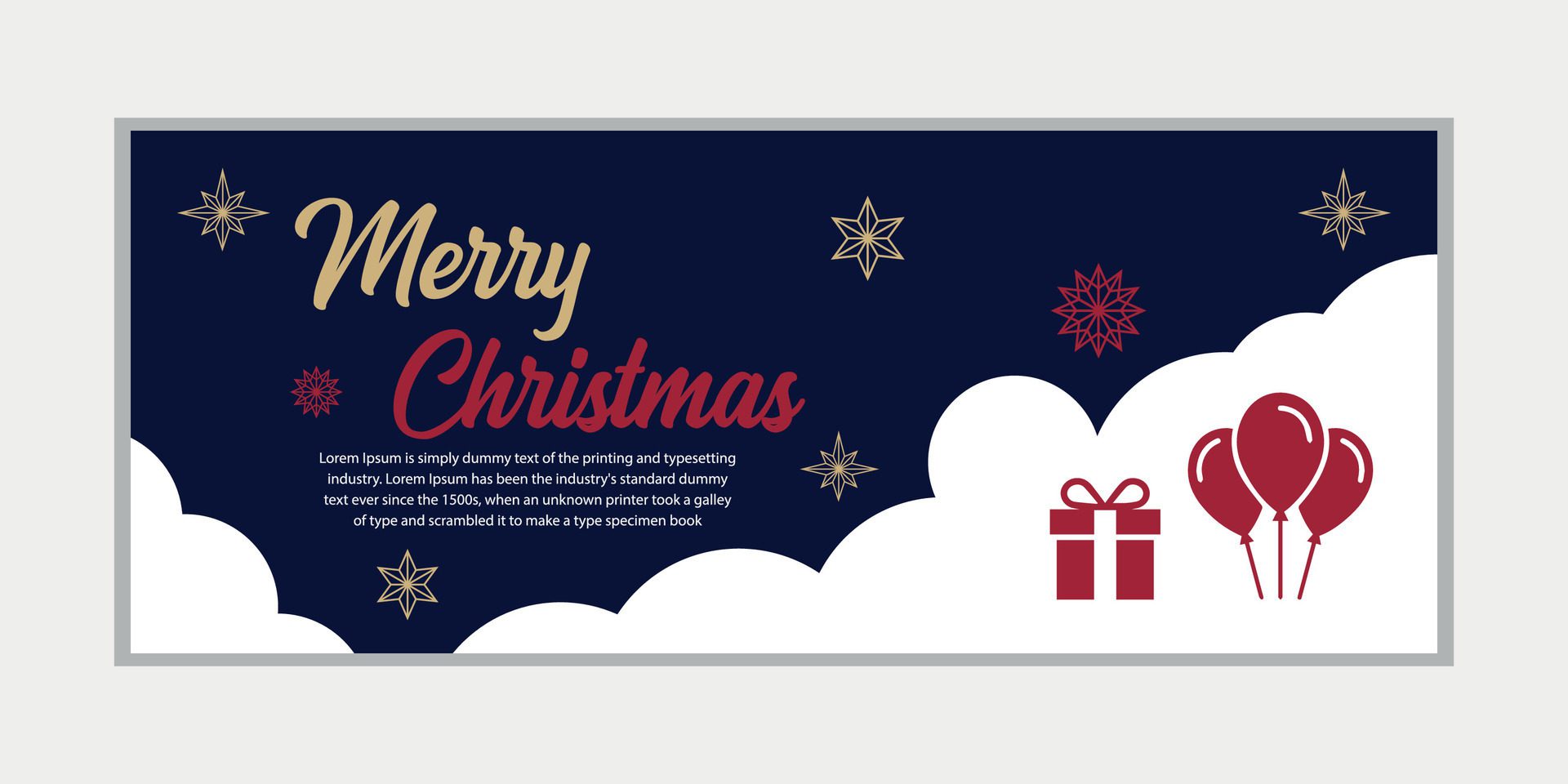 merry christmas banner set and happy new year banner, social media cover and web banner,Merry Christmas design for greeting card, Free Vector