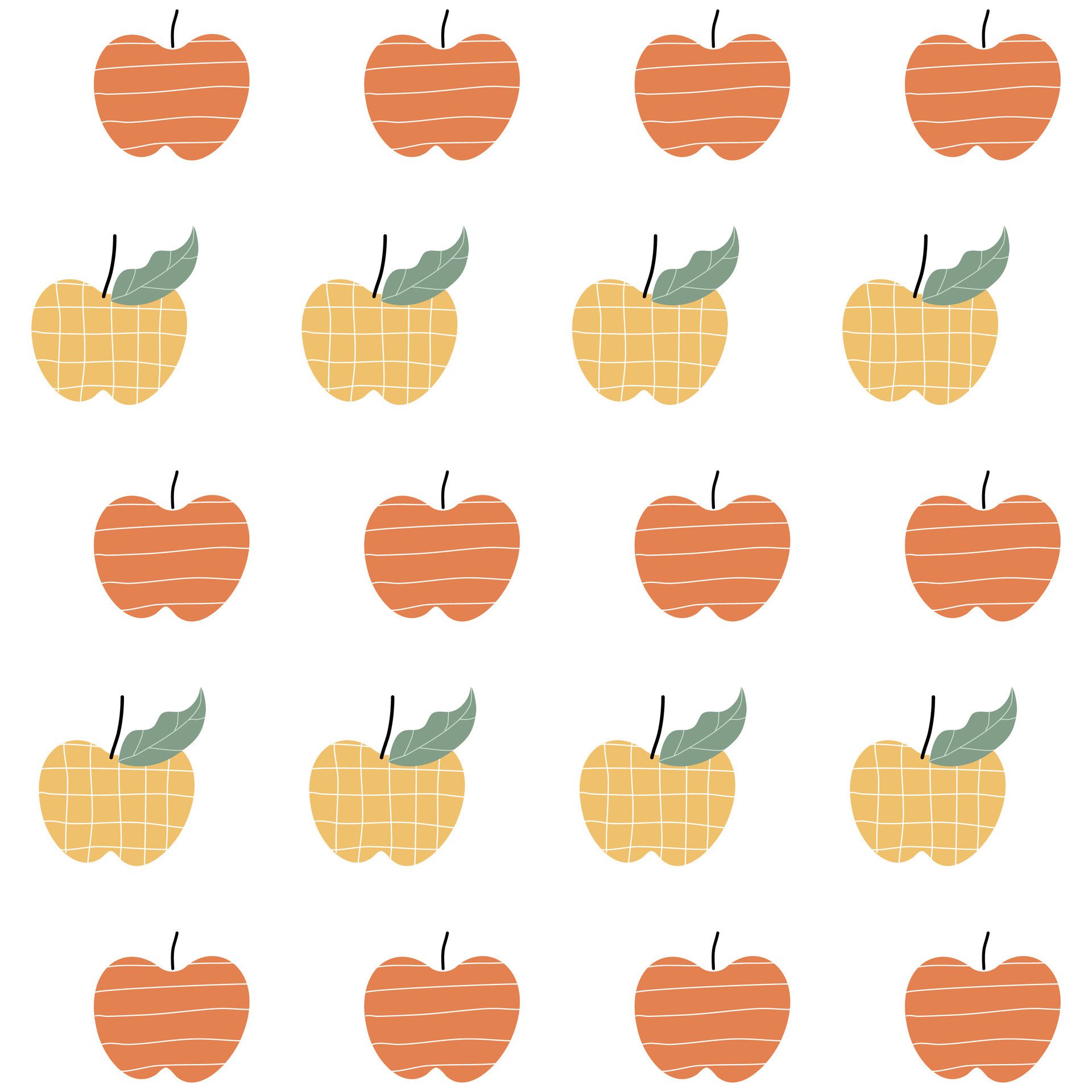 Hand drawn cute apple pattern. Apple fruit pattern on white background. Fruit Background. Pattern for fabric Free Vector