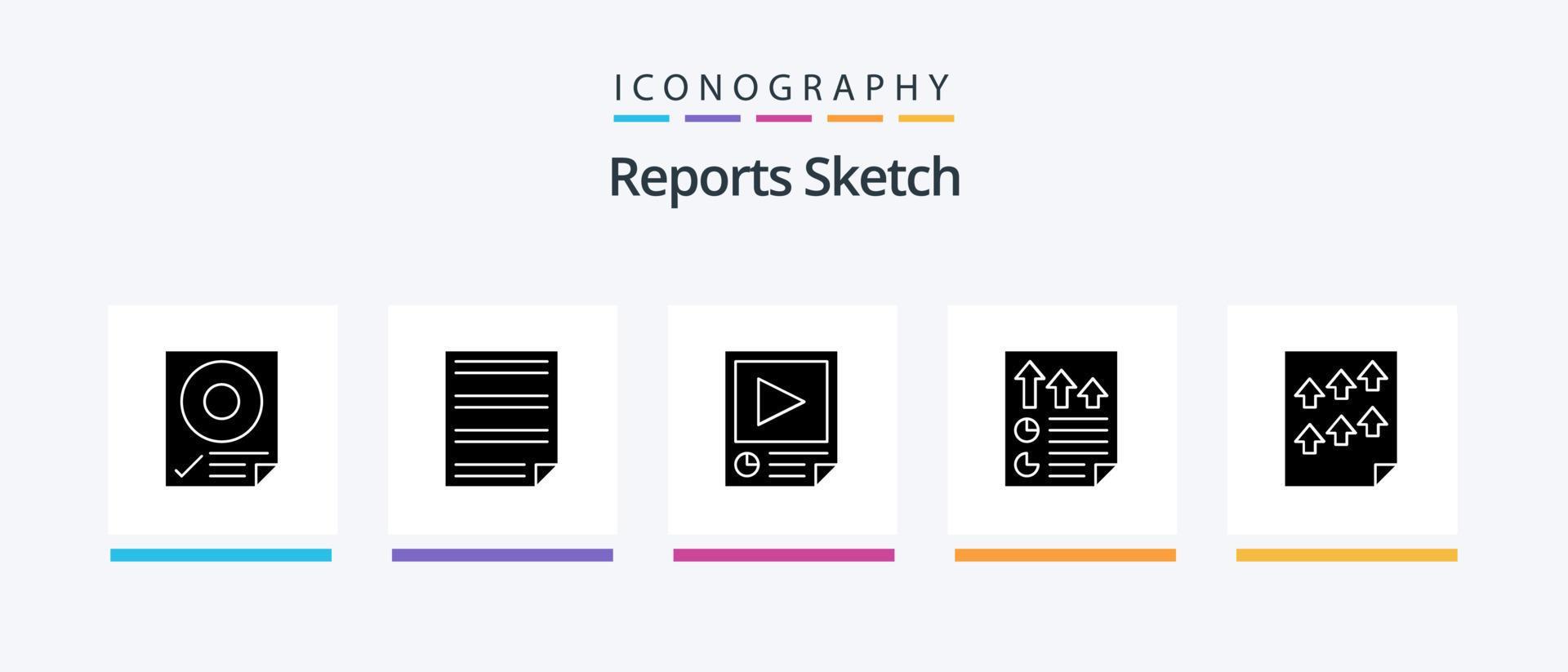 Reports Sketch Glyph 5 Icon Pack Including document. arrows. page. report. paper. Creative Icons Design Stock Free