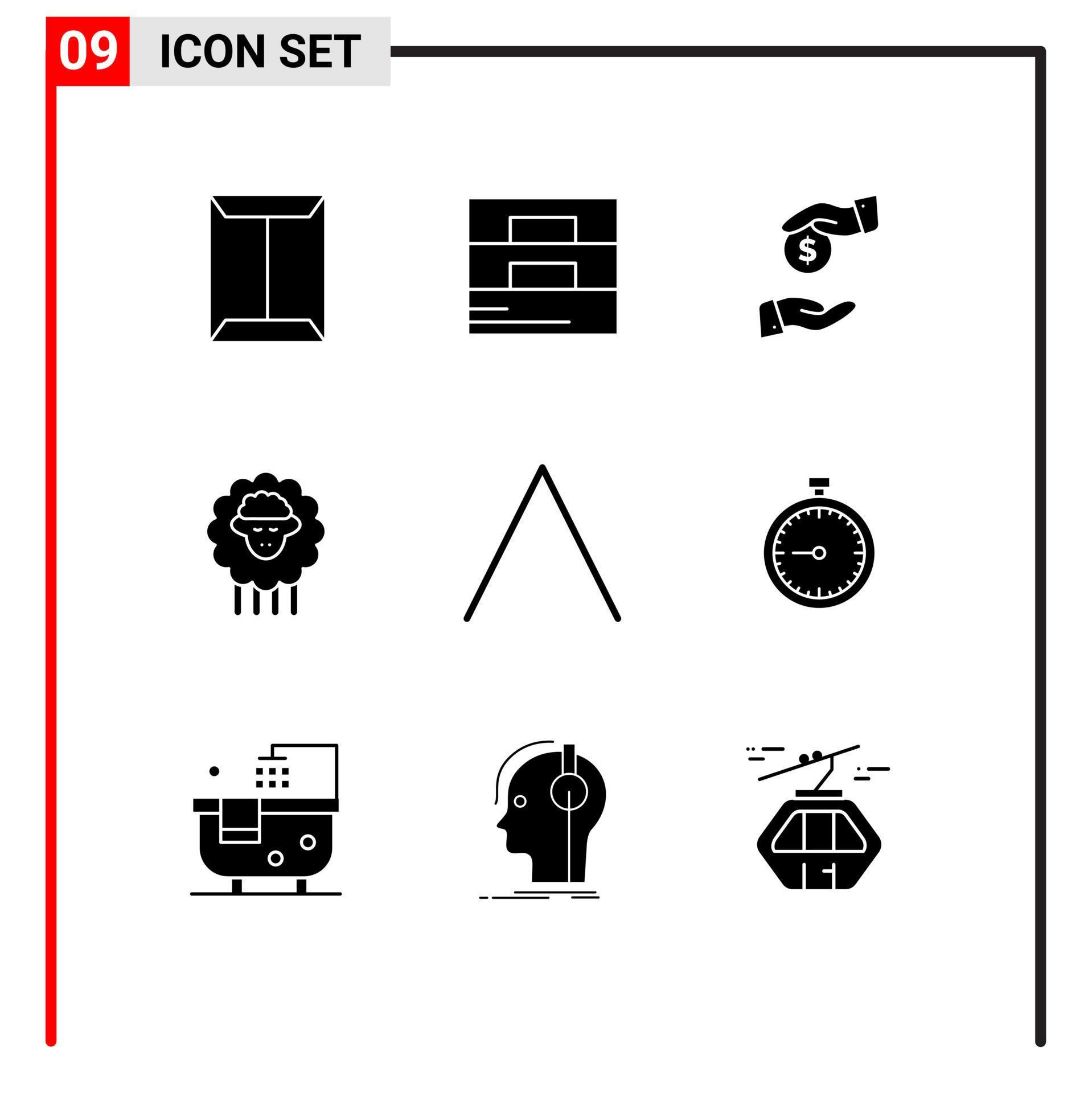 Modern Set of 9 Solid Glyphs and symbols such as arrow sheep wallet ram corrupt Editable Vector Design Elements Stock Free