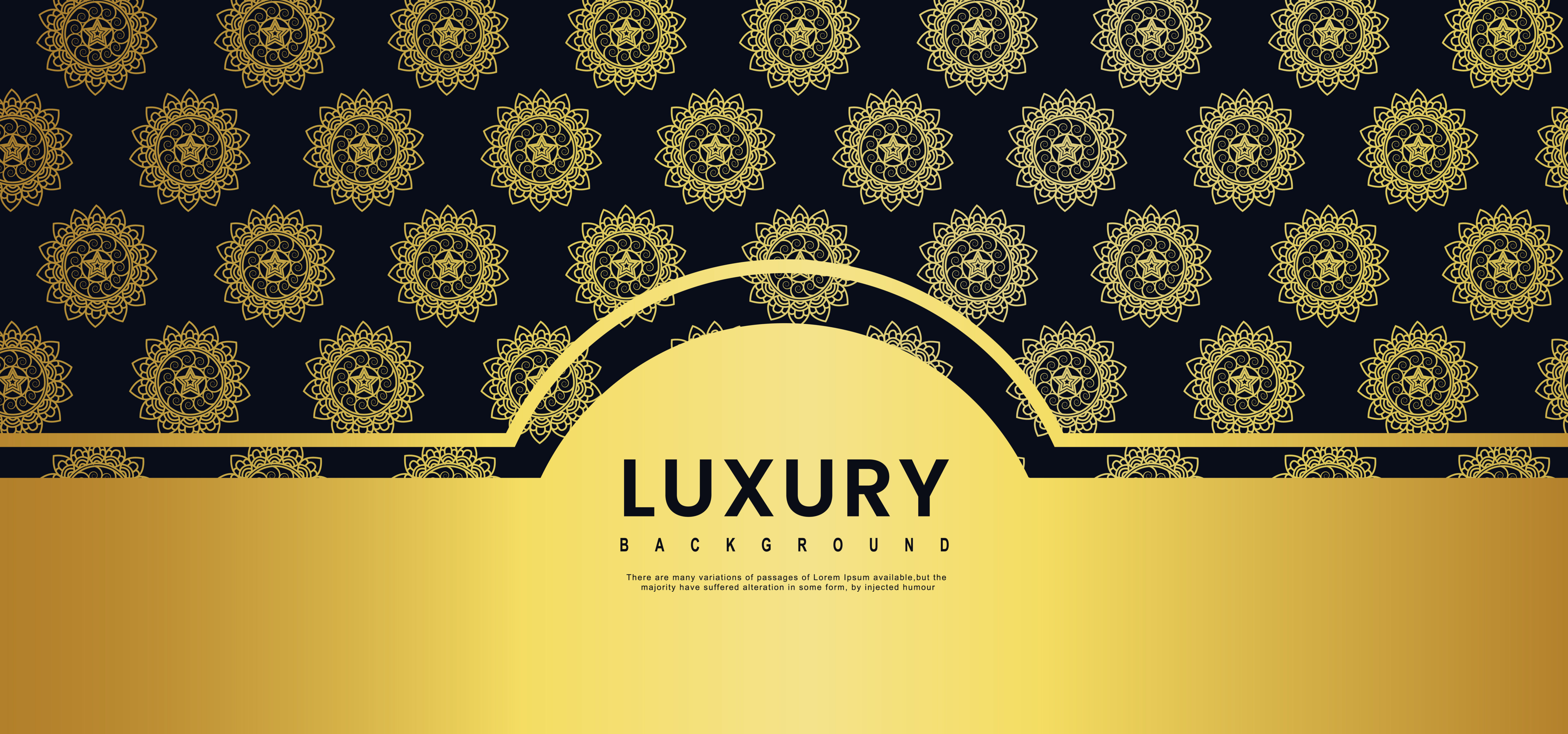 Luxury Golden Banner with Round Decorative Emblem Free Vector