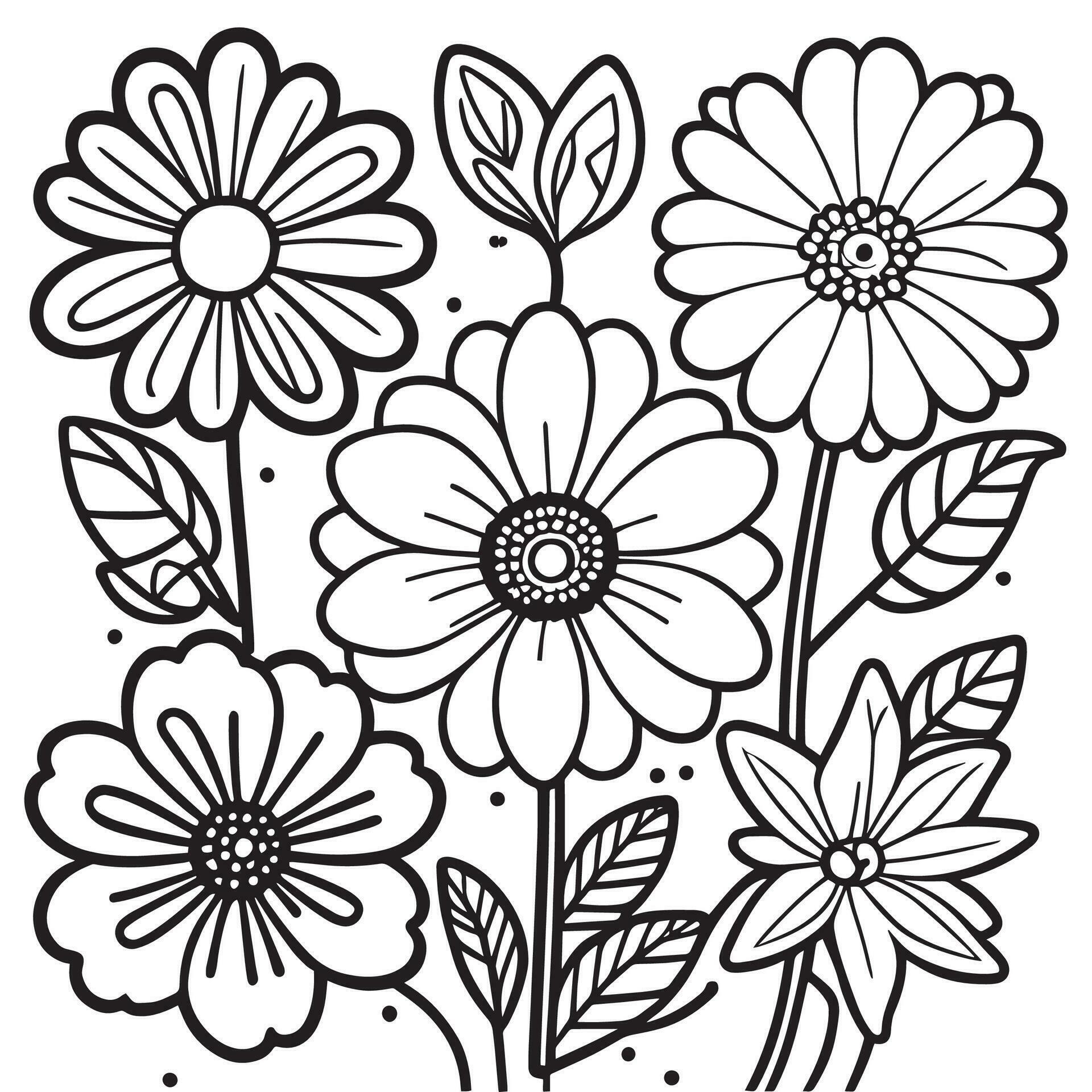 This is Line art Flower Vector Clipart, Flower Vector silhouette, floral vector silhouette. Stock Free