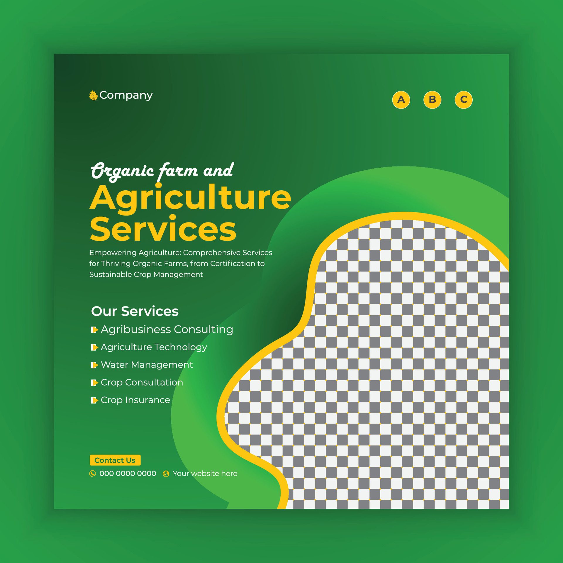 Organic food and agriculture services social media post banners or Agriculture technology provider web banner template Free Vector