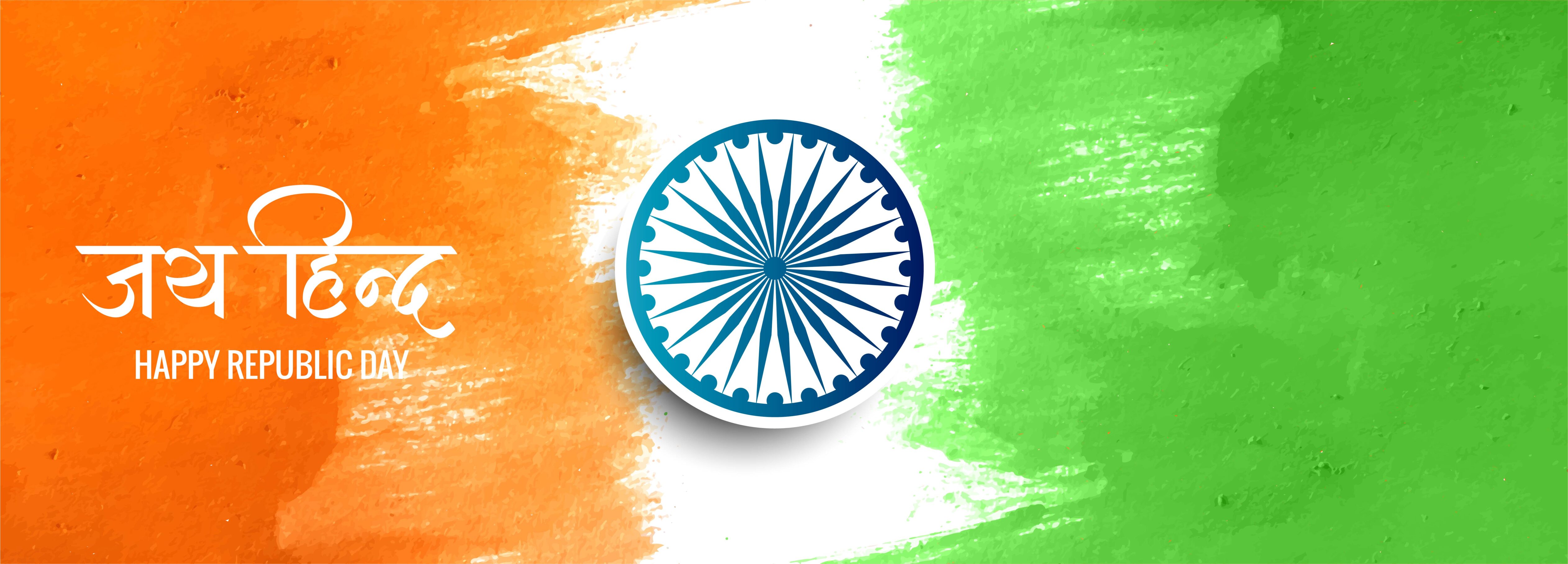 Indian Republic Day tricolor banner design Free Vector