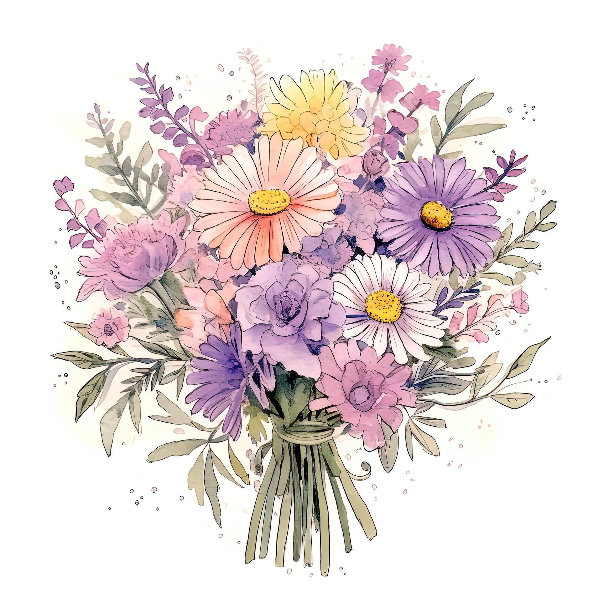 Watercolor flower bouquet. Illustration Stock Free