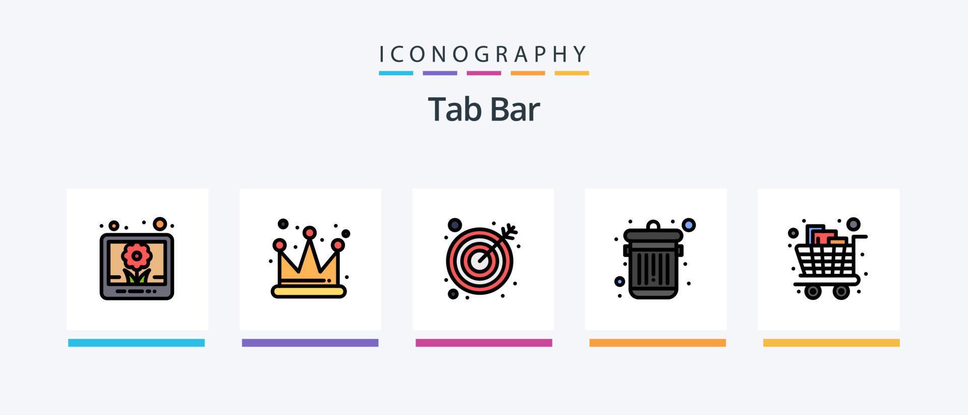 Tab Bar Line Filled 5 Icon Pack Including . company. target. arrow. Creative Icons Design Stock Free