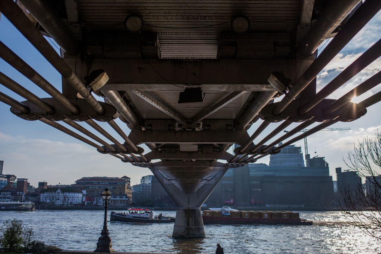 Looking Under Bridge in London Stock Free