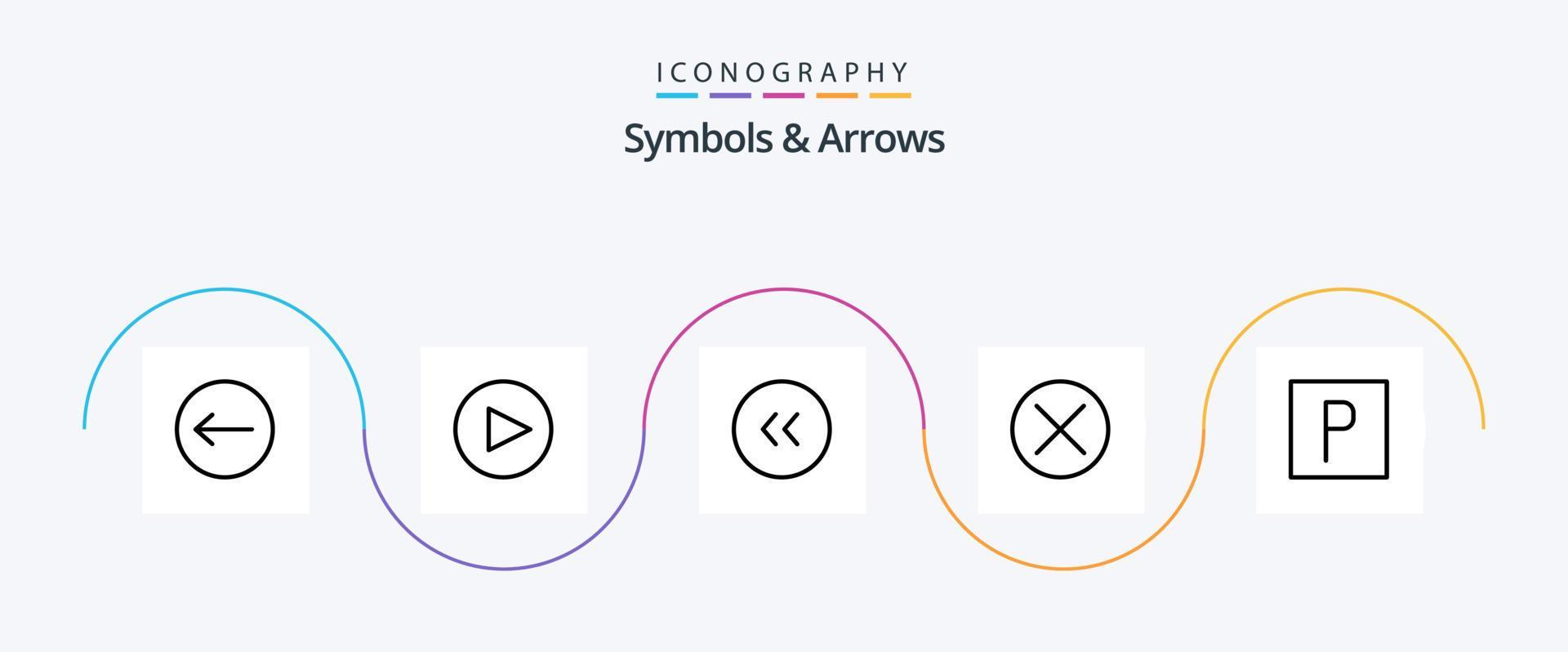 Symbols and Arrows Line 5 Icon Pack Including . parking. left. park. navigation Stock Free