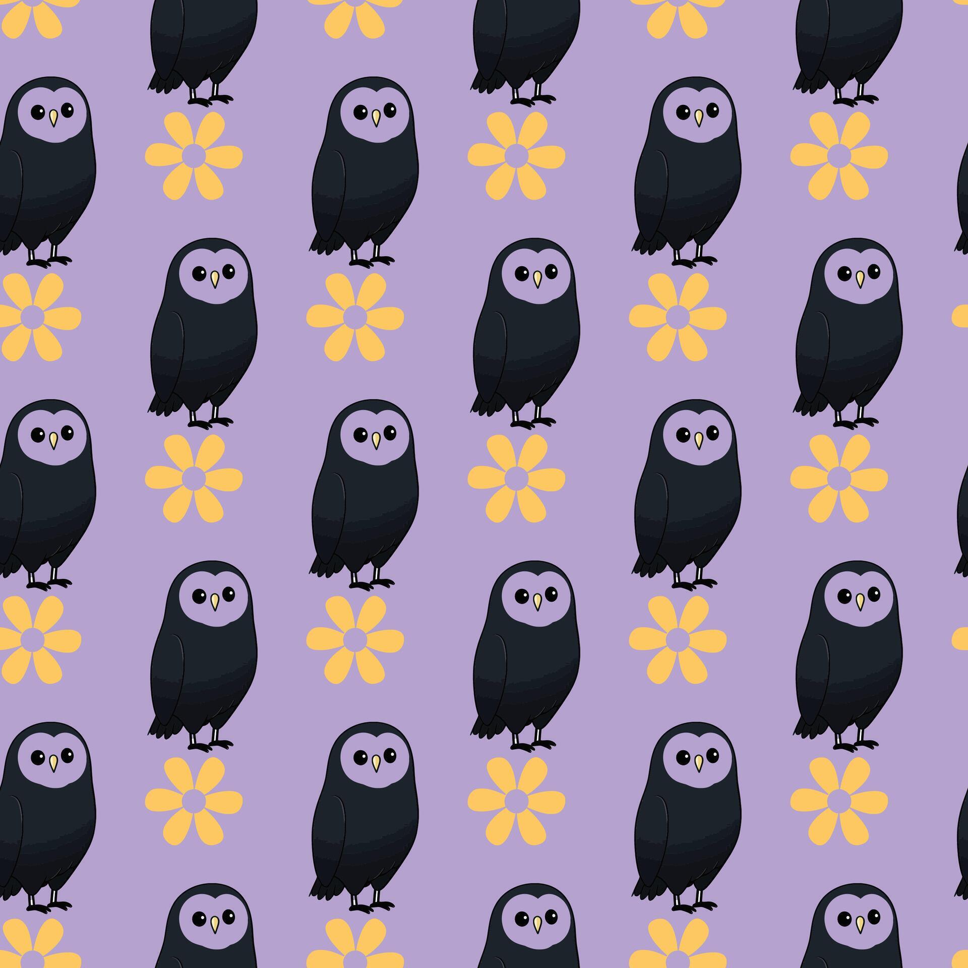 Flower-Owls Seamless Pattern Design Stock Free